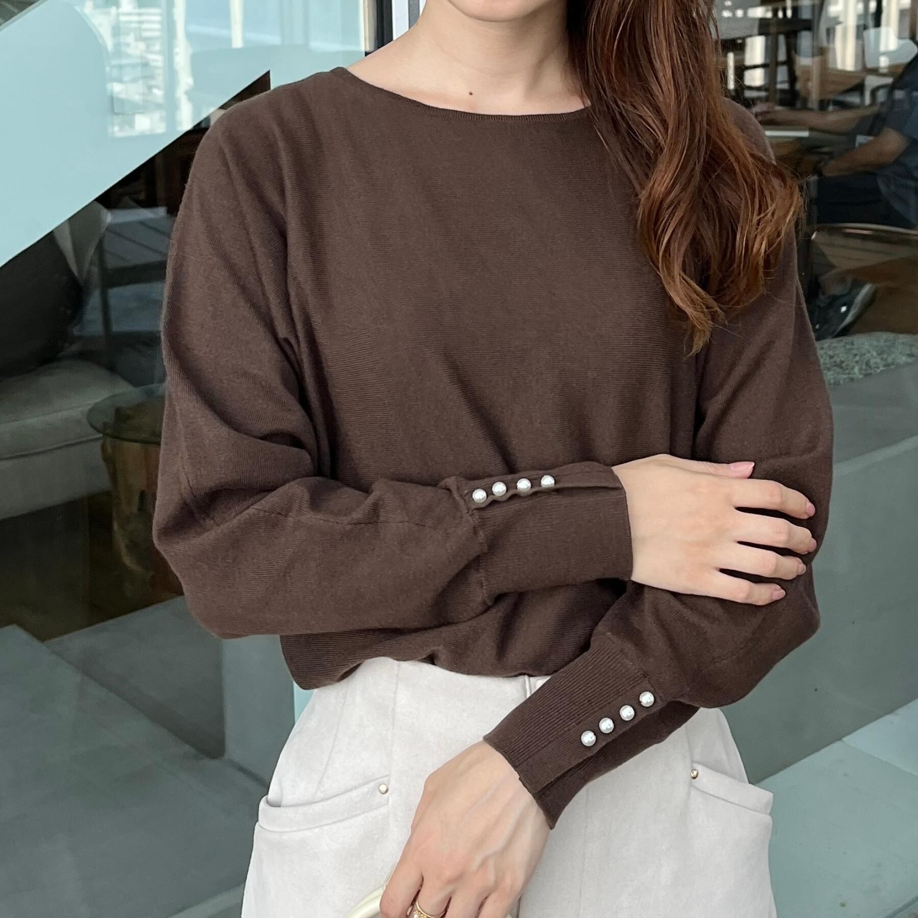 Couture broach「【大人上品・通勤・前後2WAY】バックパール調ドルマンニット」|ニット・セーター|