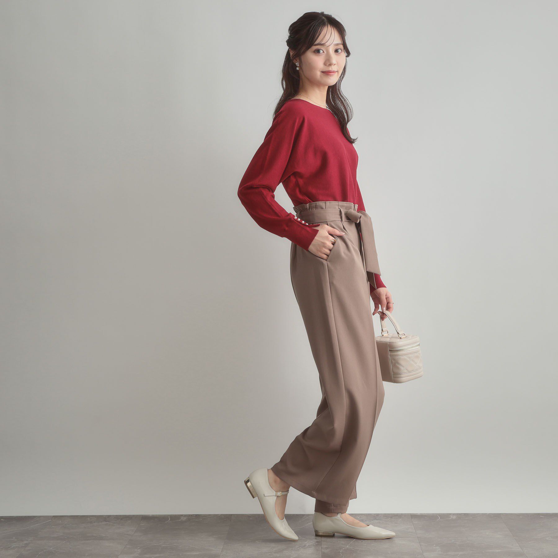 Couture broach「【大人上品・通勤・前後2WAY】バックパール調ドルマンニット」|ニット・セーター|