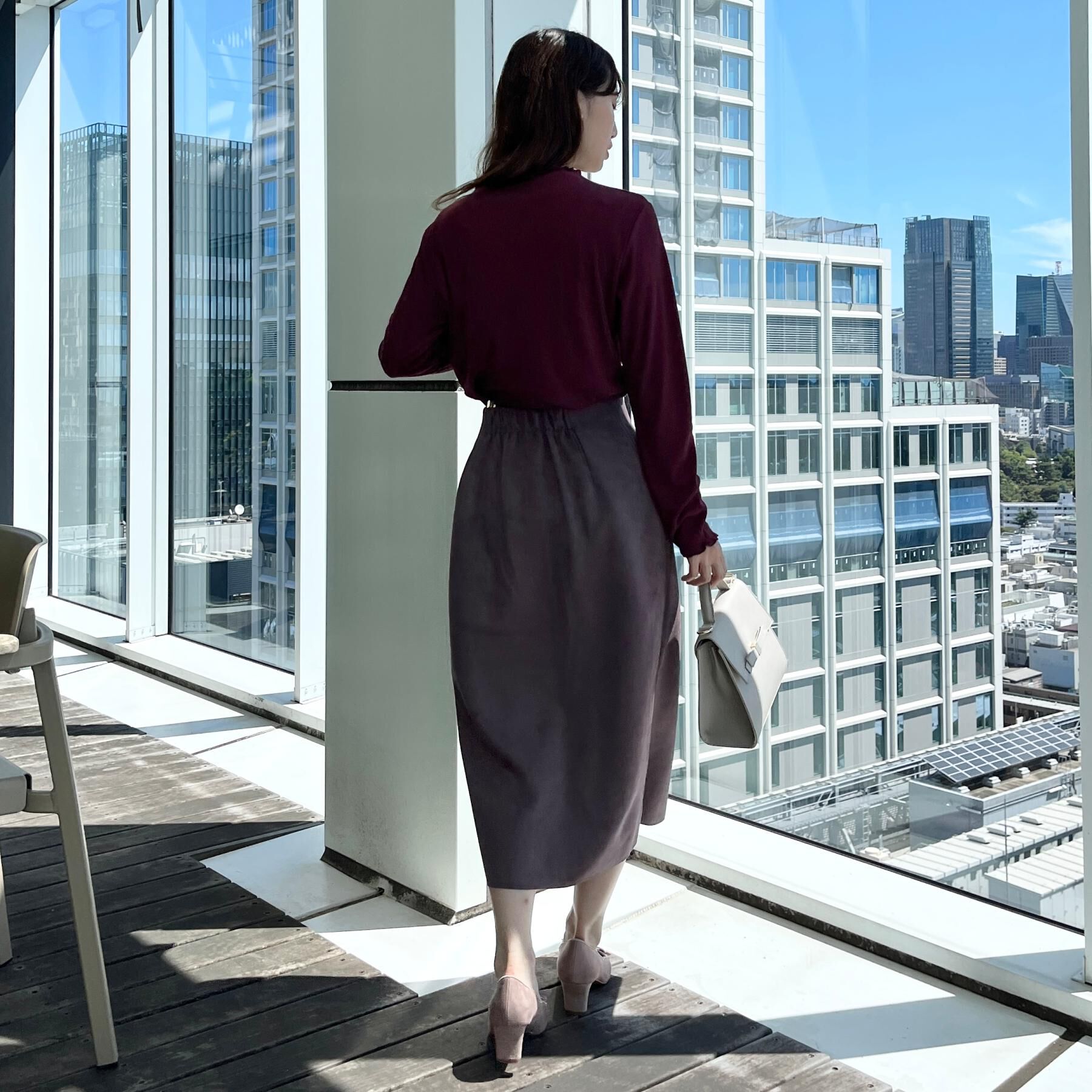 Couture broach「【洗える・ストレッチ・通勤】スエード調ダンボールIラインスカート」|スカート|