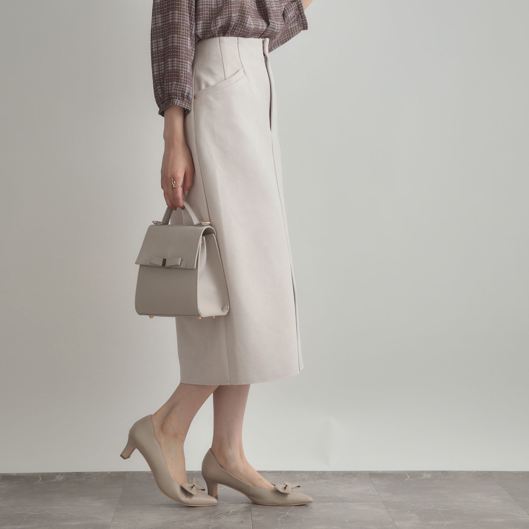 Couture broach「【洗える・ストレッチ・通勤】スエード調ダンボールIラインスカート」|スカート|