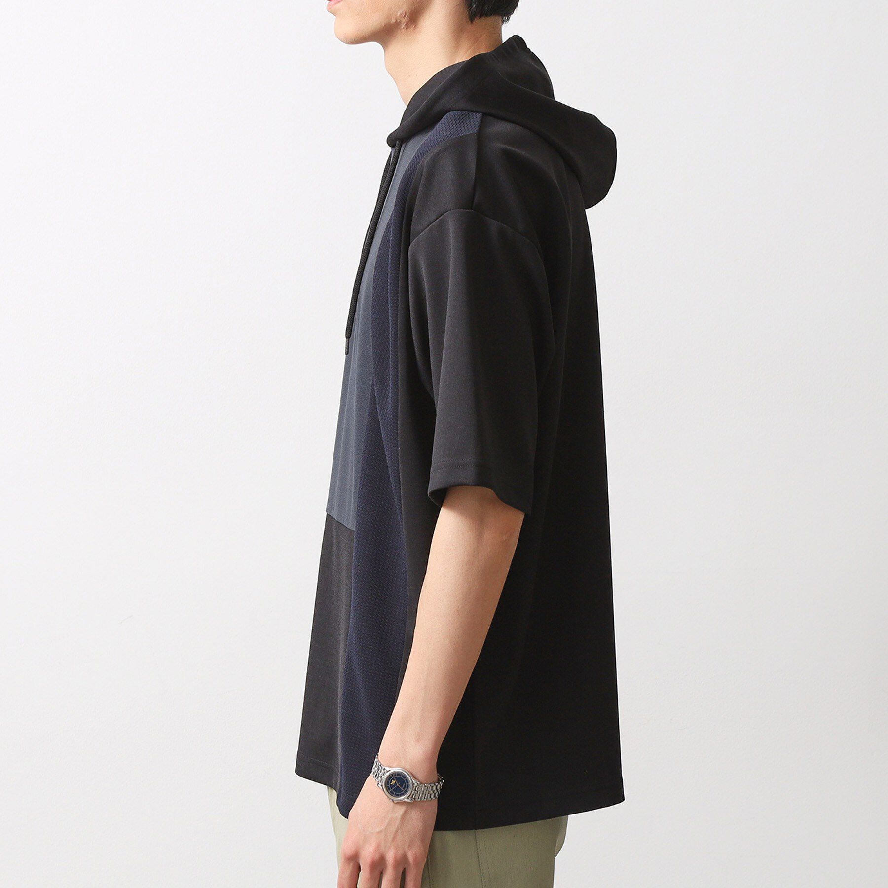 THE SHOP TK「ブロッキング半袖パーカ　洗濯機OK」|パーカー|