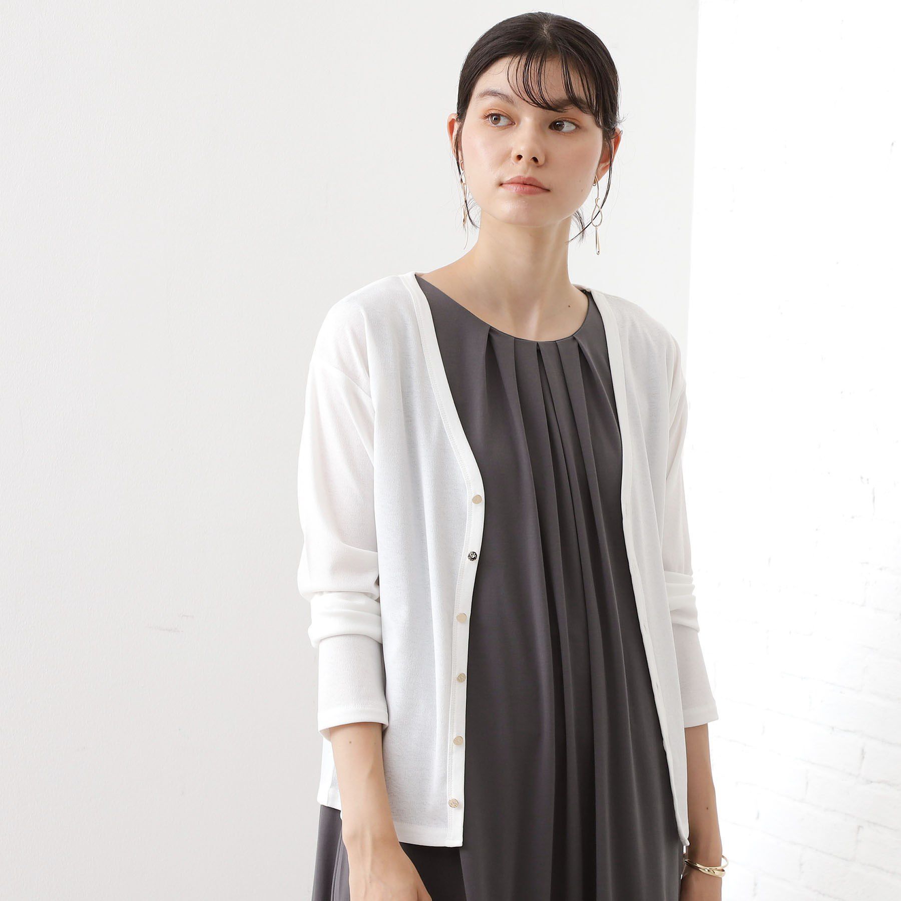 THE SHOP TK「シアーフライスVカーデ」|カーディガン|