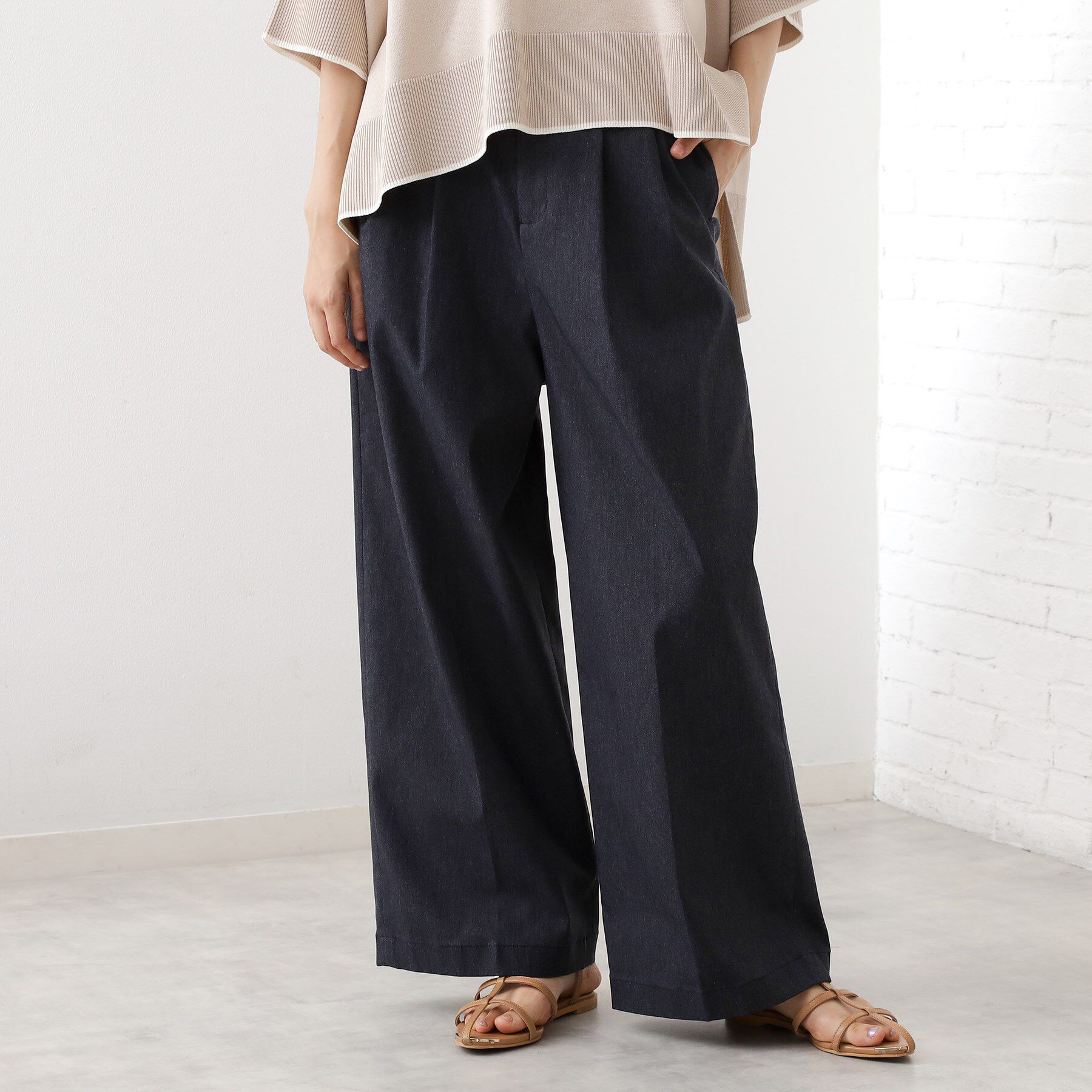 THE SHOP TK「【きれいめもカジュアルもお任せ】2タックワイドパンツ【セットアップ可】」|その他|ネイビー(094)