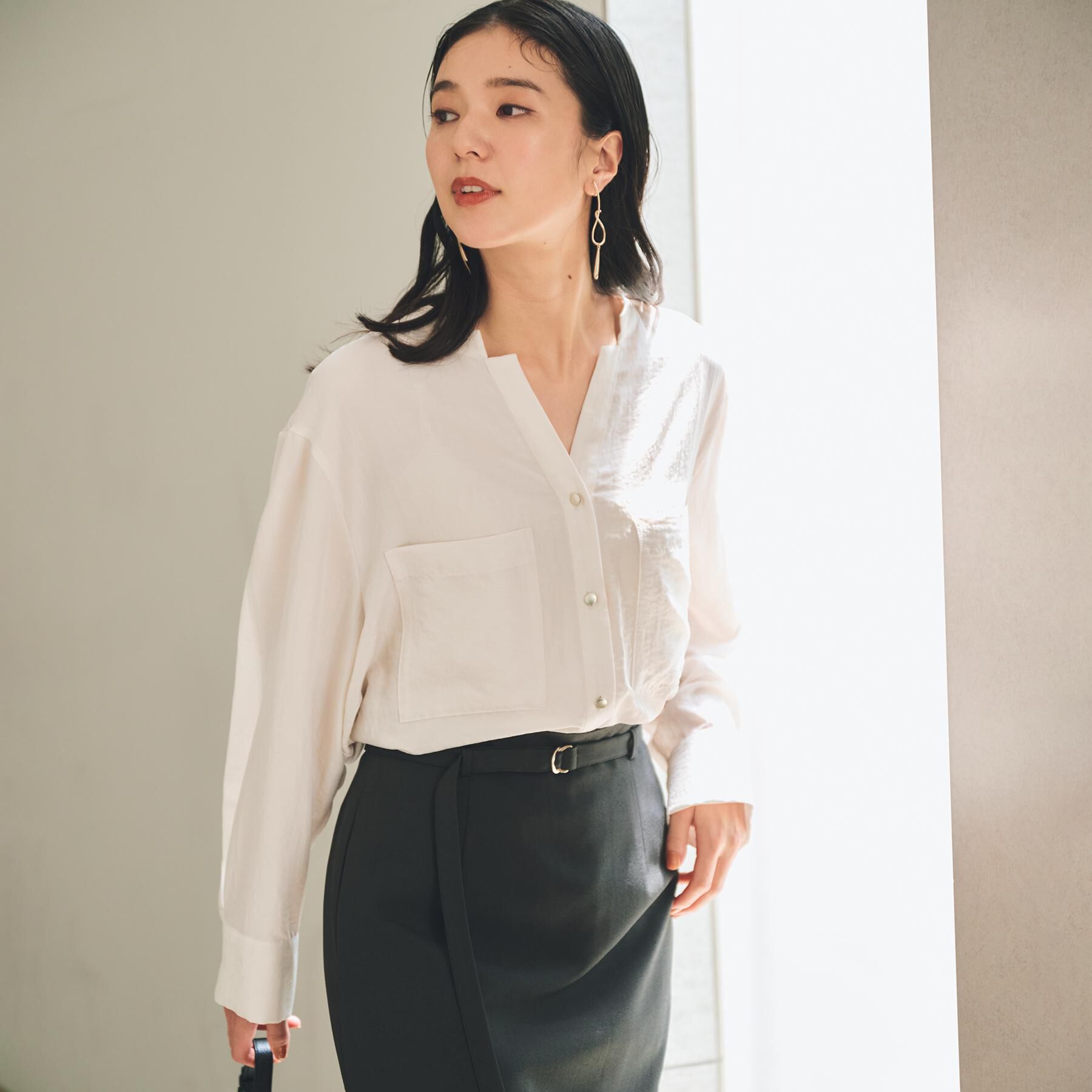 THE SHOP TK「【通勤にもデイリーにも】ダブルポケットスキッパーシャツ/洗濯機OK」|シャツ・ブラウス|