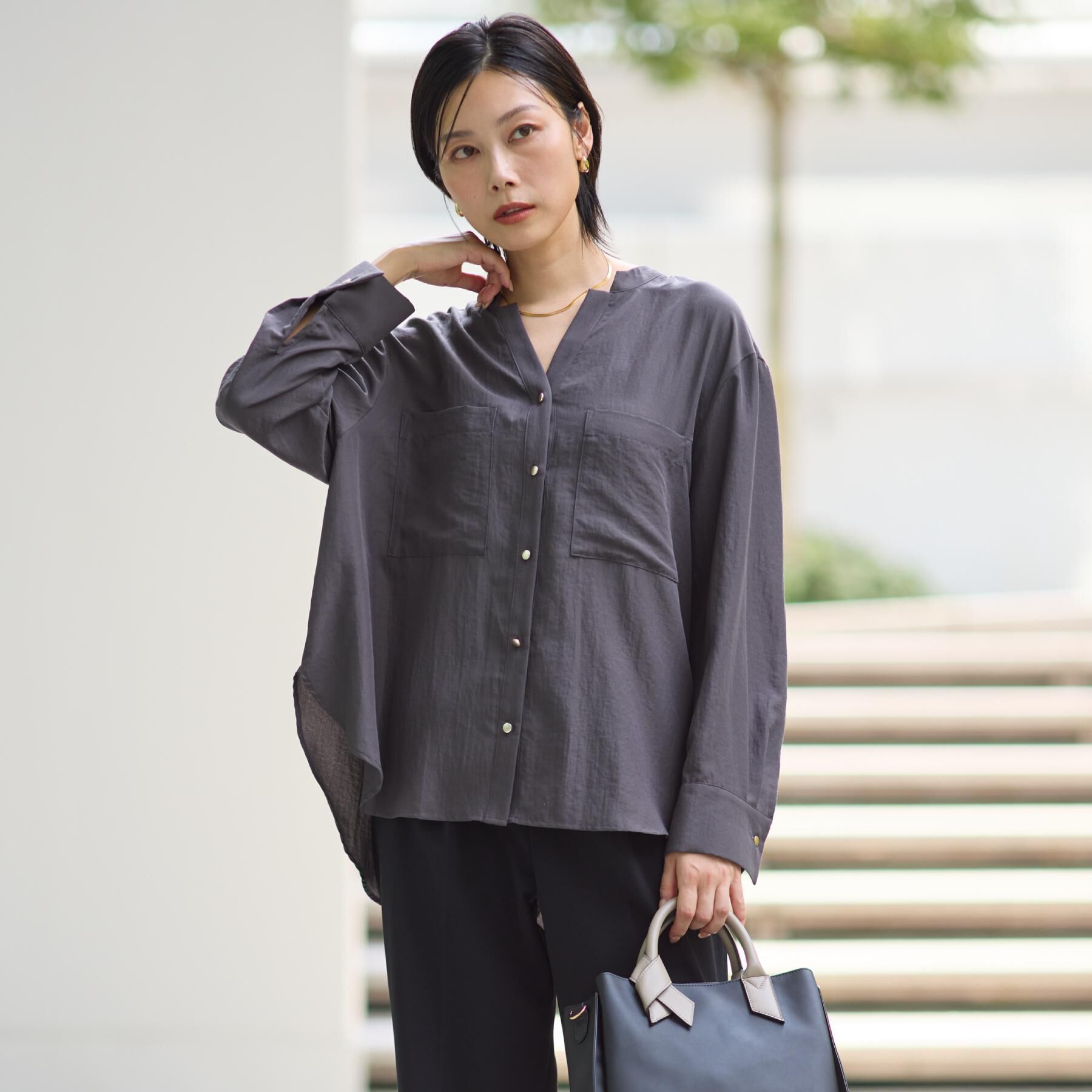 THE SHOP TK「【通勤にもデイリーにも】ダブルポケットスキッパーシャツ/洗濯機OK」|シャツ・ブラウス|