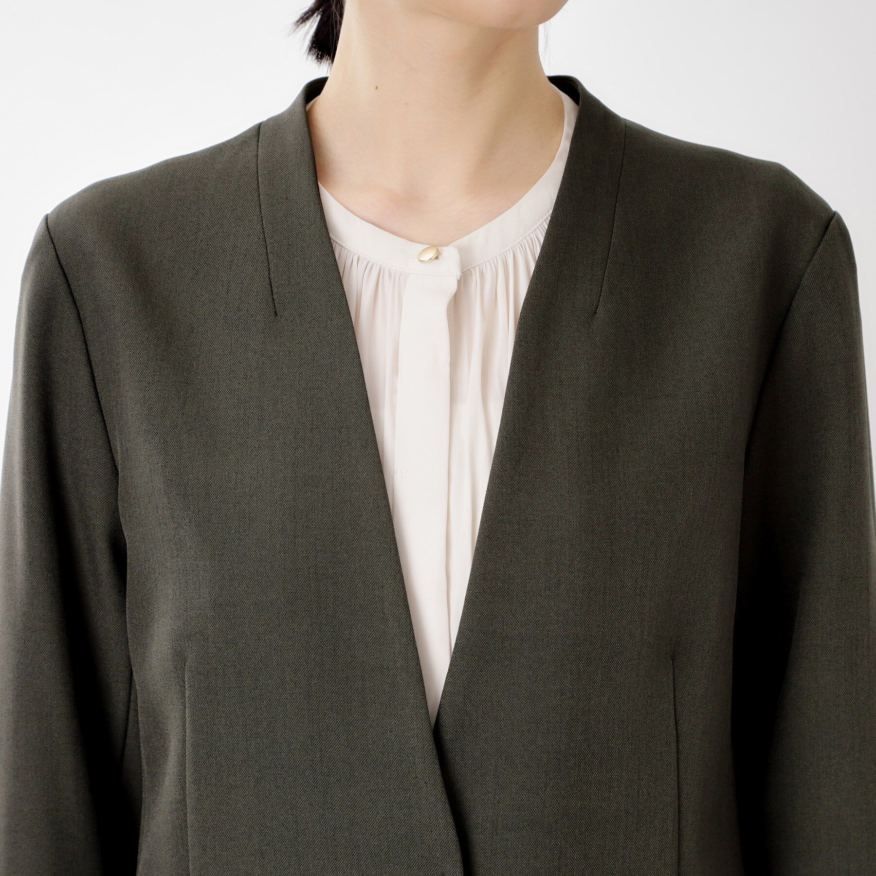 THE SHOP TK「ビジネスノーカラージャケット【セットアップ可/洗える】/CAVIANシリーズ」|ノーカラージャケット|