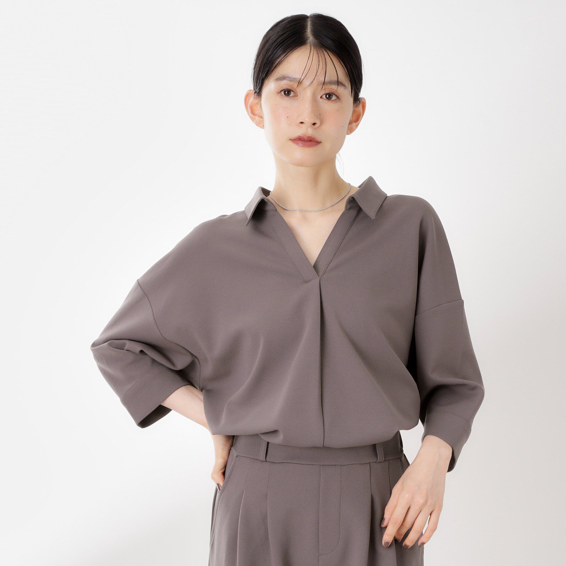 THE SHOP TK「【着るだけでコーディネートが決まる】スキッパーブラウス&パンツセット」|スーツ|