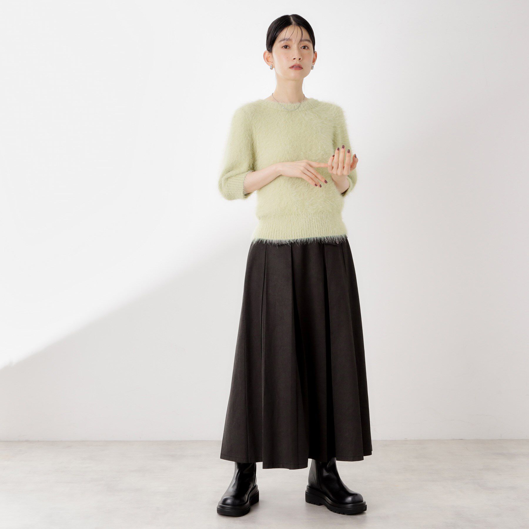 THE SHOP TK「【大人の魅力引き出す】5分袖フェザーニット/洗える」|ニット・セーター|