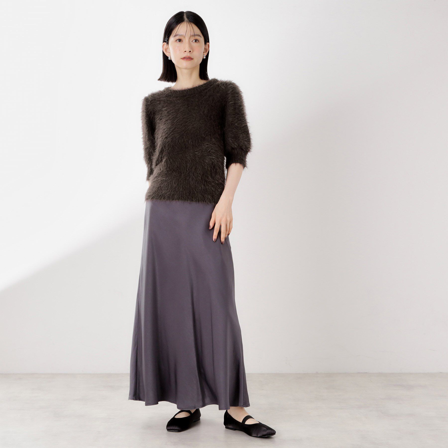 THE SHOP TK「【大人の魅力引き出す】5分袖フェザーニット/洗える」|ニット・セーター|