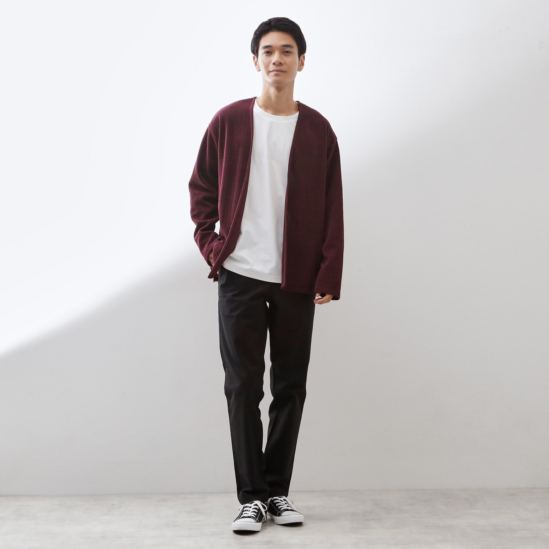 THE SHOP TK「【セットでお買い得！】モールニットカーディガン＋長袖Tシャツ　洗濯機OK/吸水速乾・毛玉になりにくい」|カーディガン|