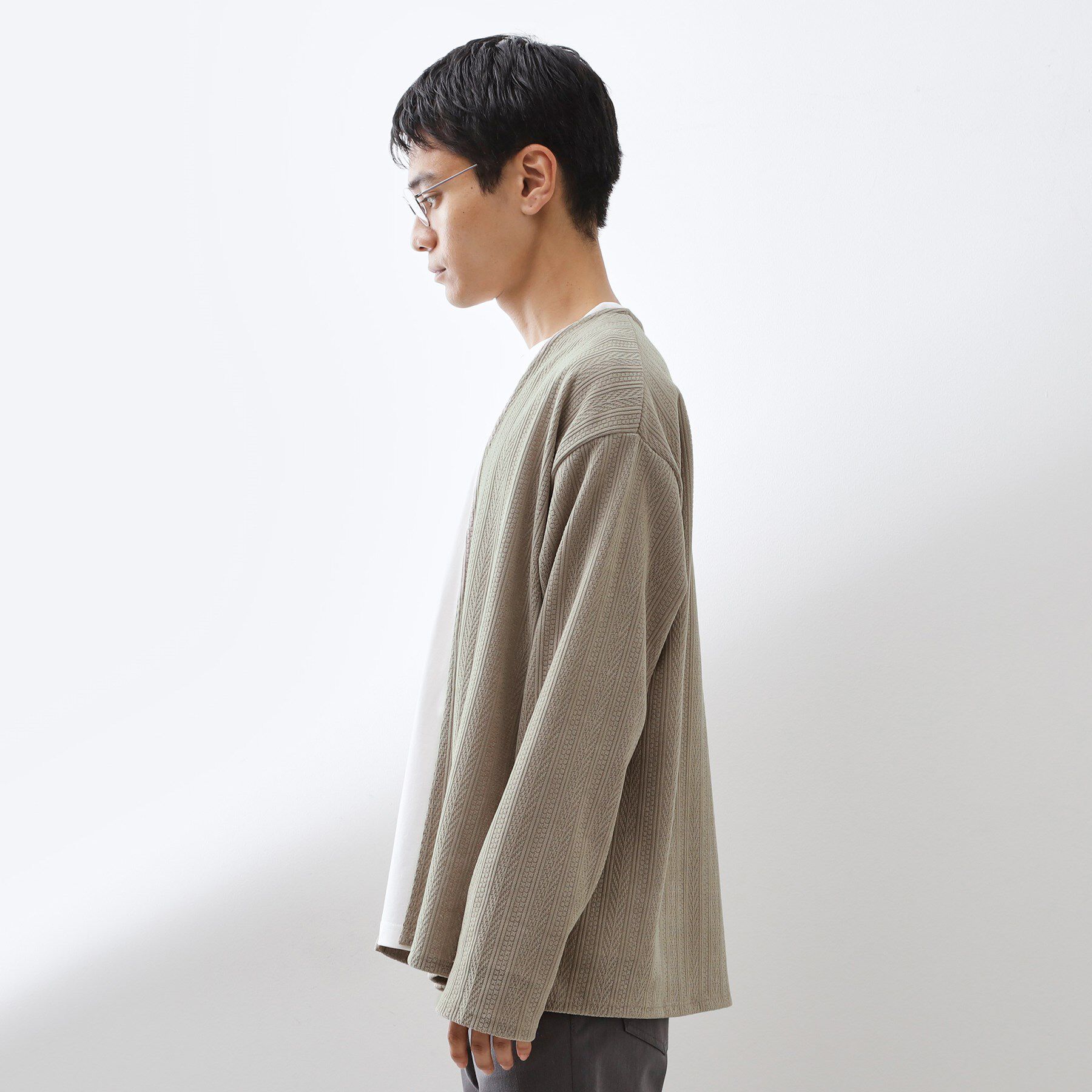 THE SHOP TK「【セットでお買い得！】モールニットカーディガン＋長袖Tシャツ　洗濯機OK/吸水速乾・毛玉になりにくい」|カーディガン|