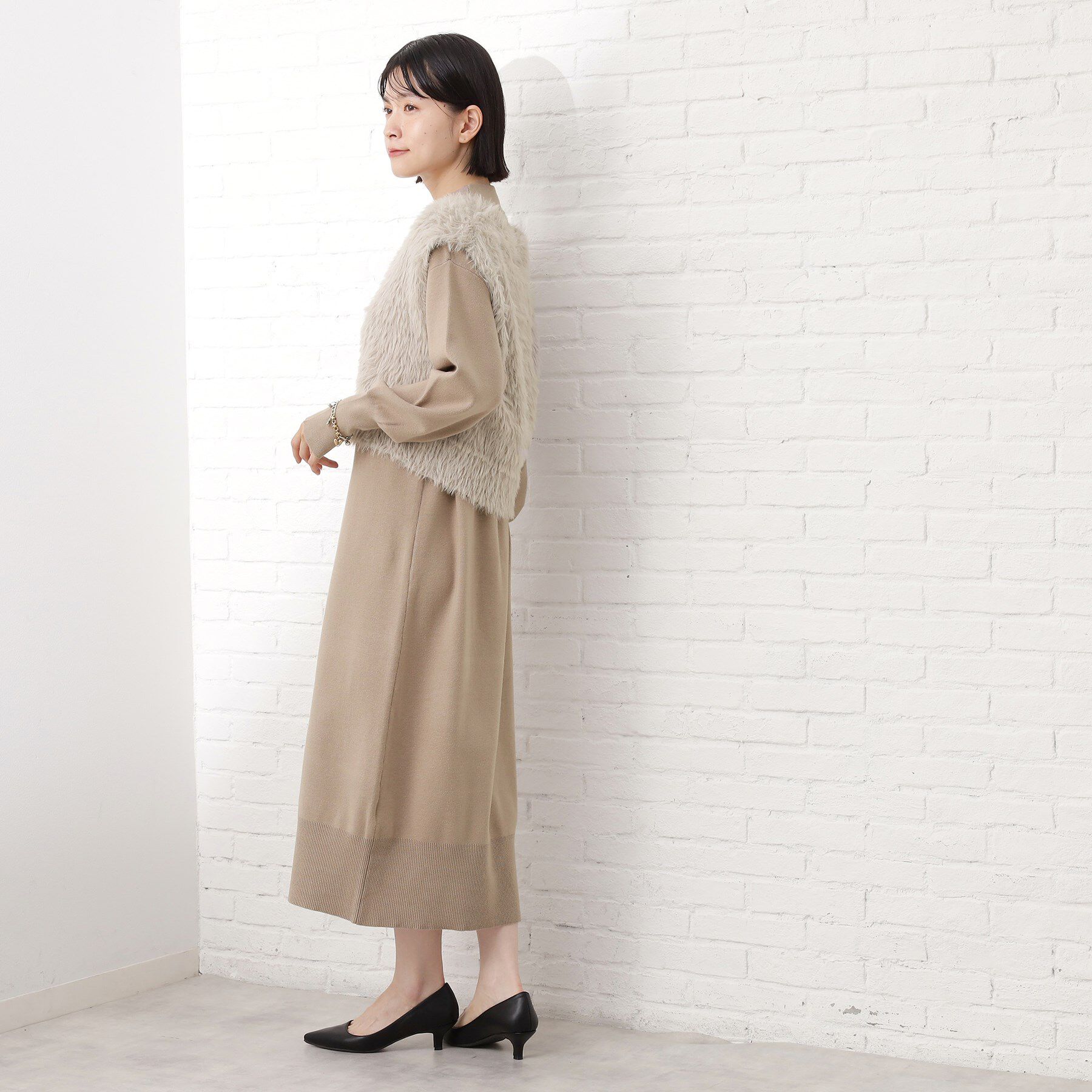 THE SHOP TK「優秀ふわふわベスト＆ニットワンピース【毛玉になりにくい/静電気防止/洗える】」|ワンピース|