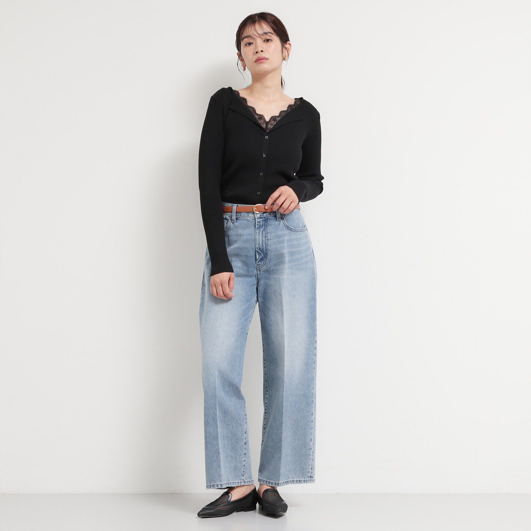 THE SHOP TK「レースレイヤードリブニット」|ニット・セーター|