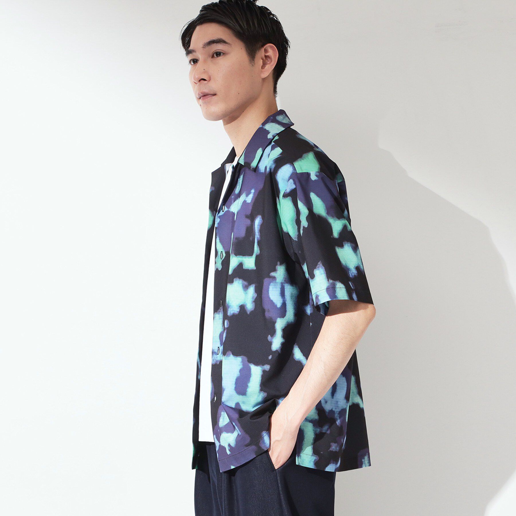 THE SHOP TK「プリント柄 開襟半袖シャツ 【洗濯機OK】」|シャツ・ブラウス|