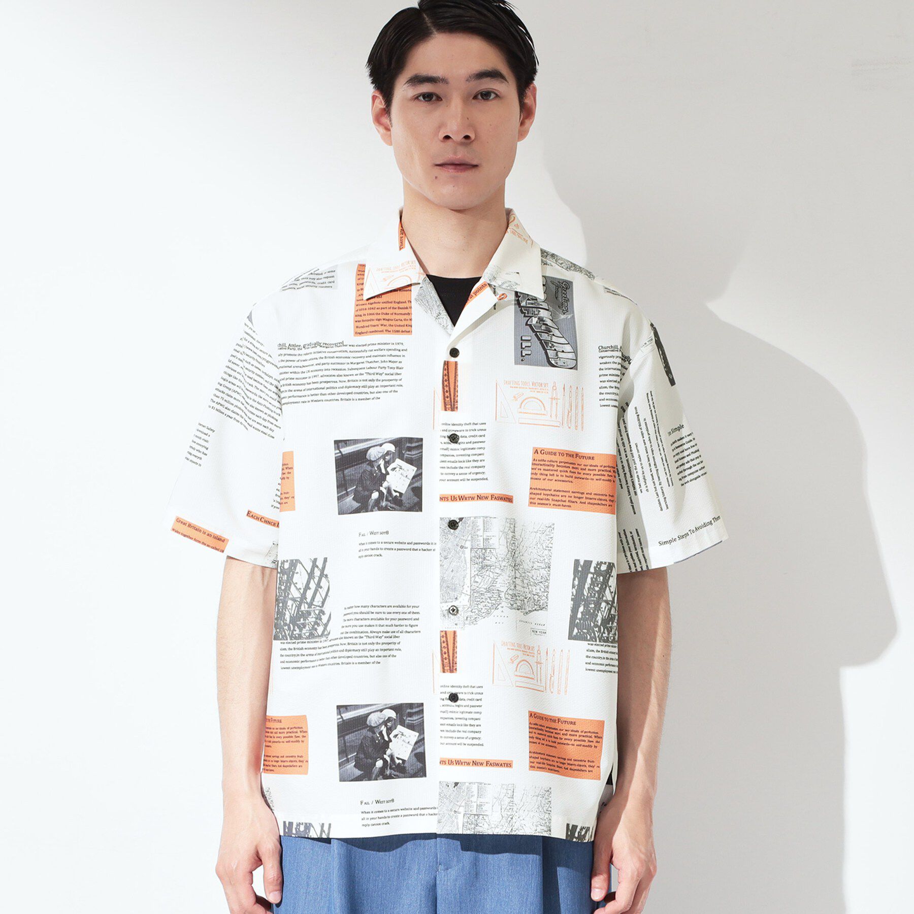 THE SHOP TK「プリント柄 開襟半袖シャツ 【洗濯機OK】」|シャツ・ブラウス|