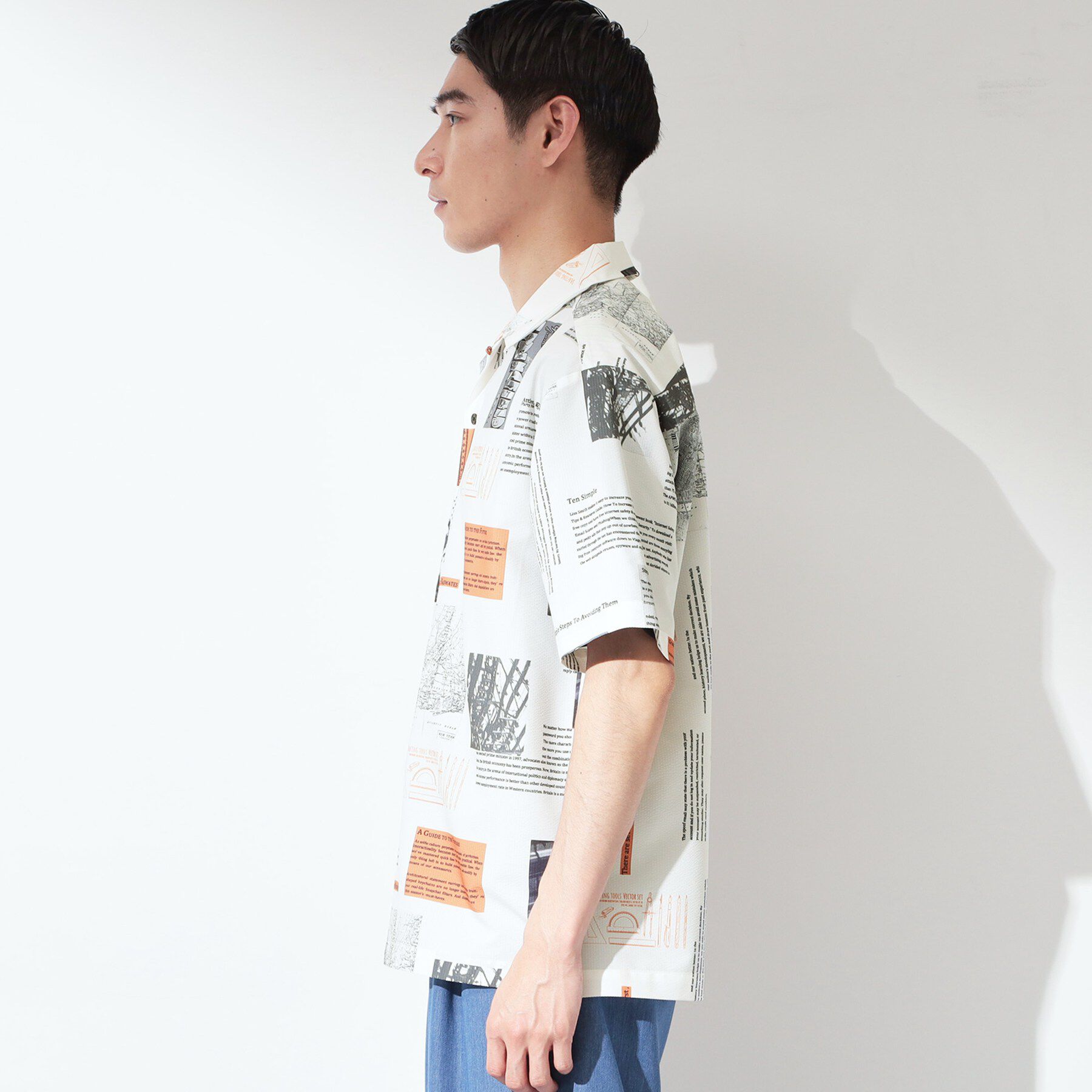 THE SHOP TK「プリント柄 開襟半袖シャツ 【洗濯機OK】」|シャツ・ブラウス|