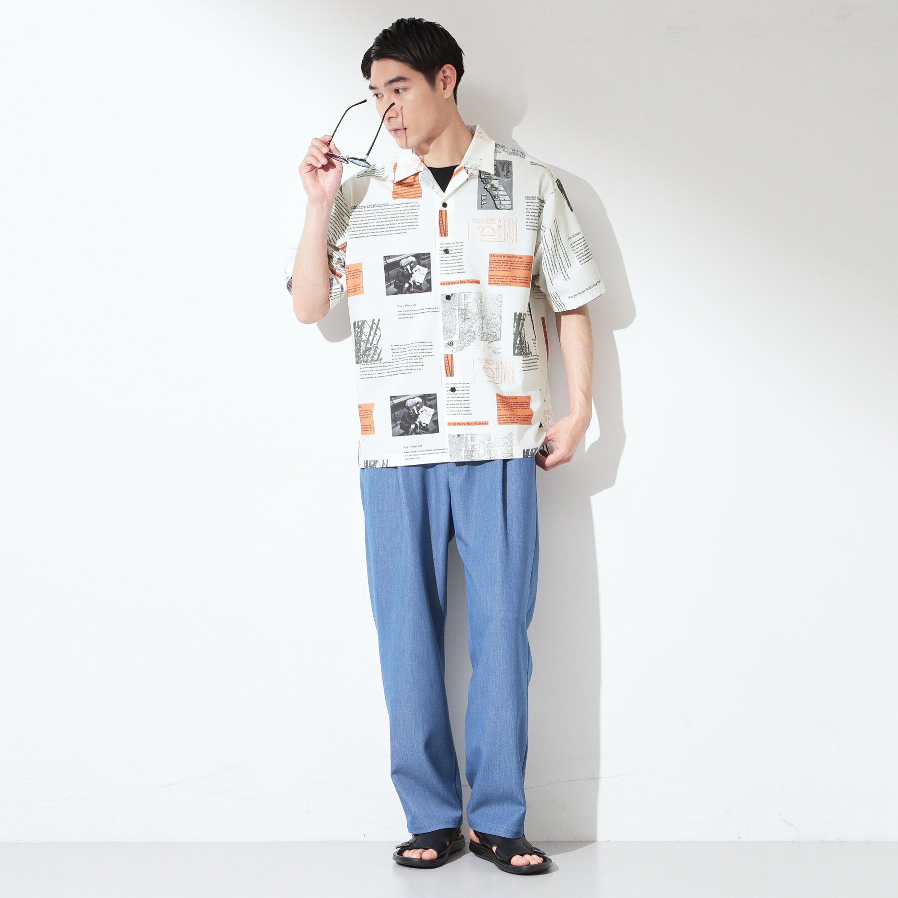 THE SHOP TK「プリント柄 開襟半袖シャツ 【洗濯機OK】」|シャツ・ブラウス|