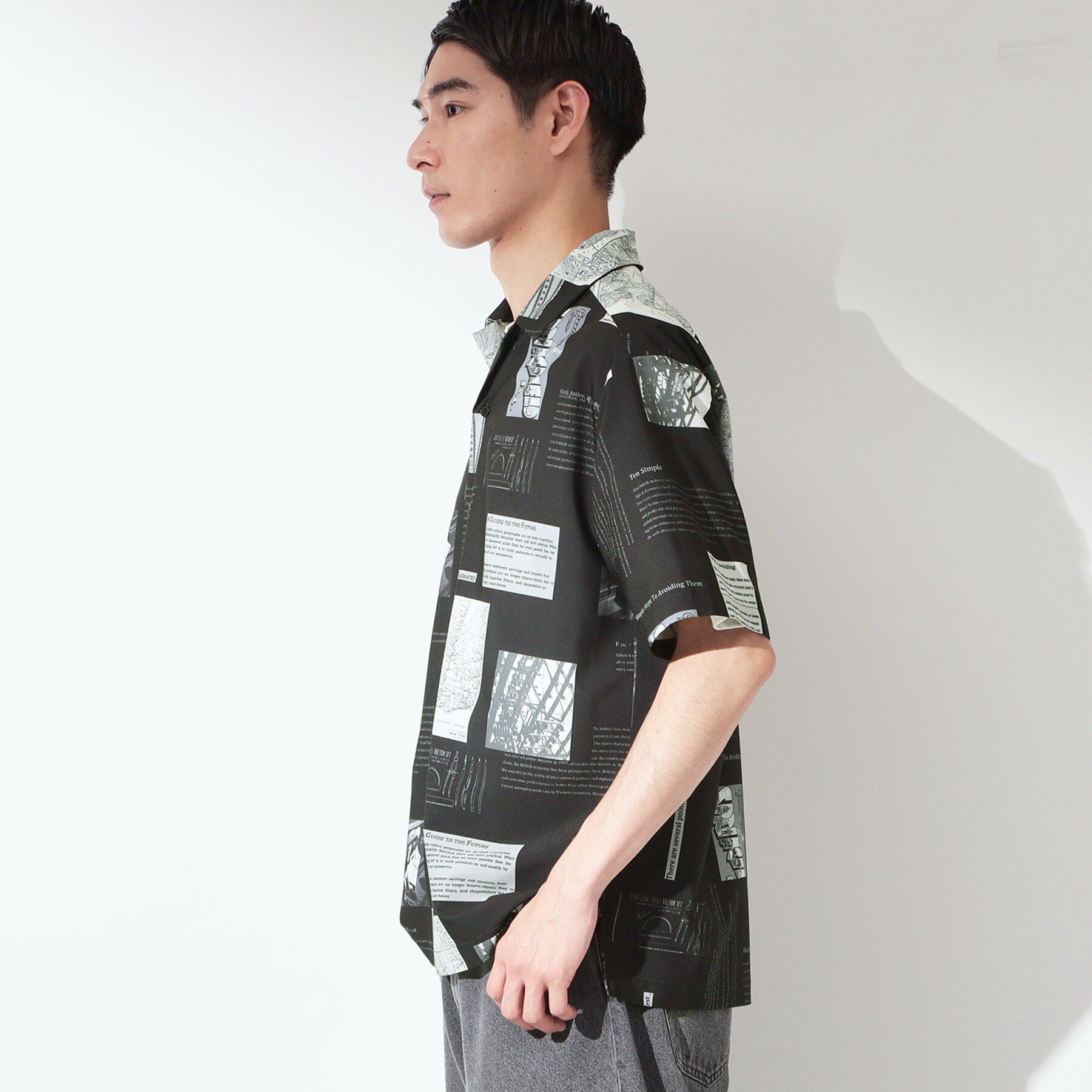 THE SHOP TK「プリント柄 開襟半袖シャツ 【洗濯機OK】」|シャツ・ブラウス|