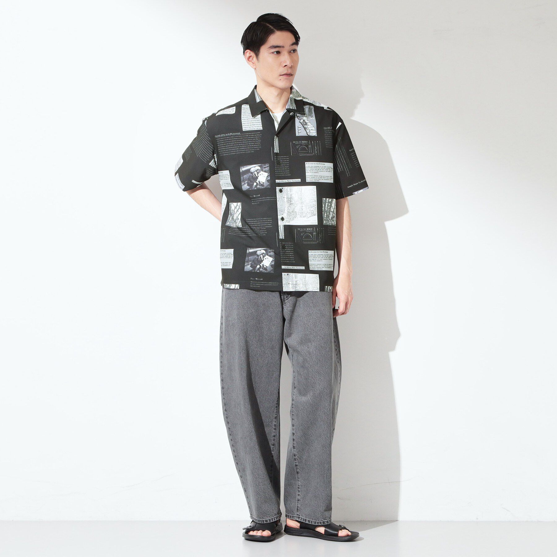 THE SHOP TK「プリント柄 開襟半袖シャツ 【洗濯機OK】」|シャツ・ブラウス|