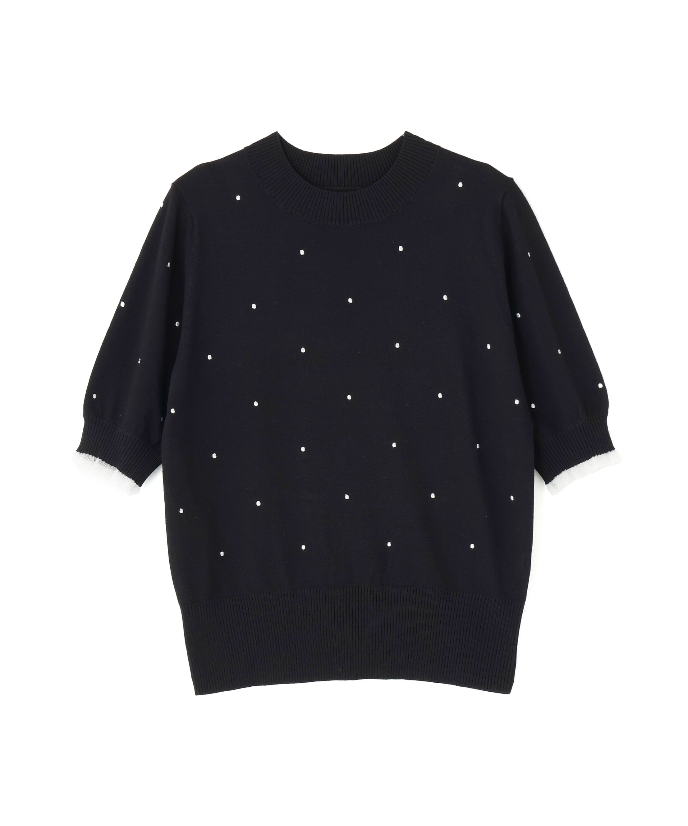  「ドット刺繍ハーフスリーブニット」|ニット・セーター|
