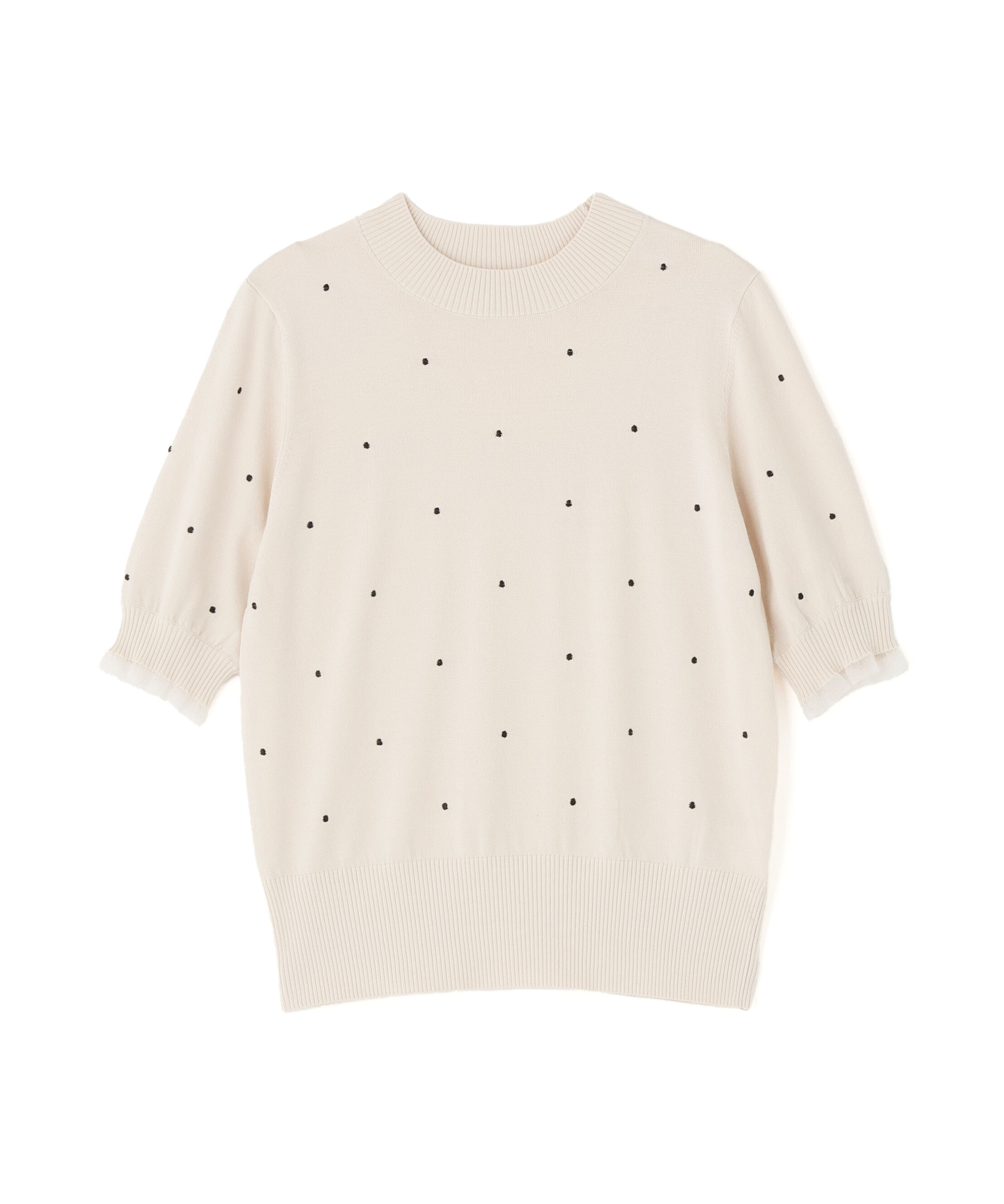  「ドット刺繍ハーフスリーブニット」|ニット・セーター|