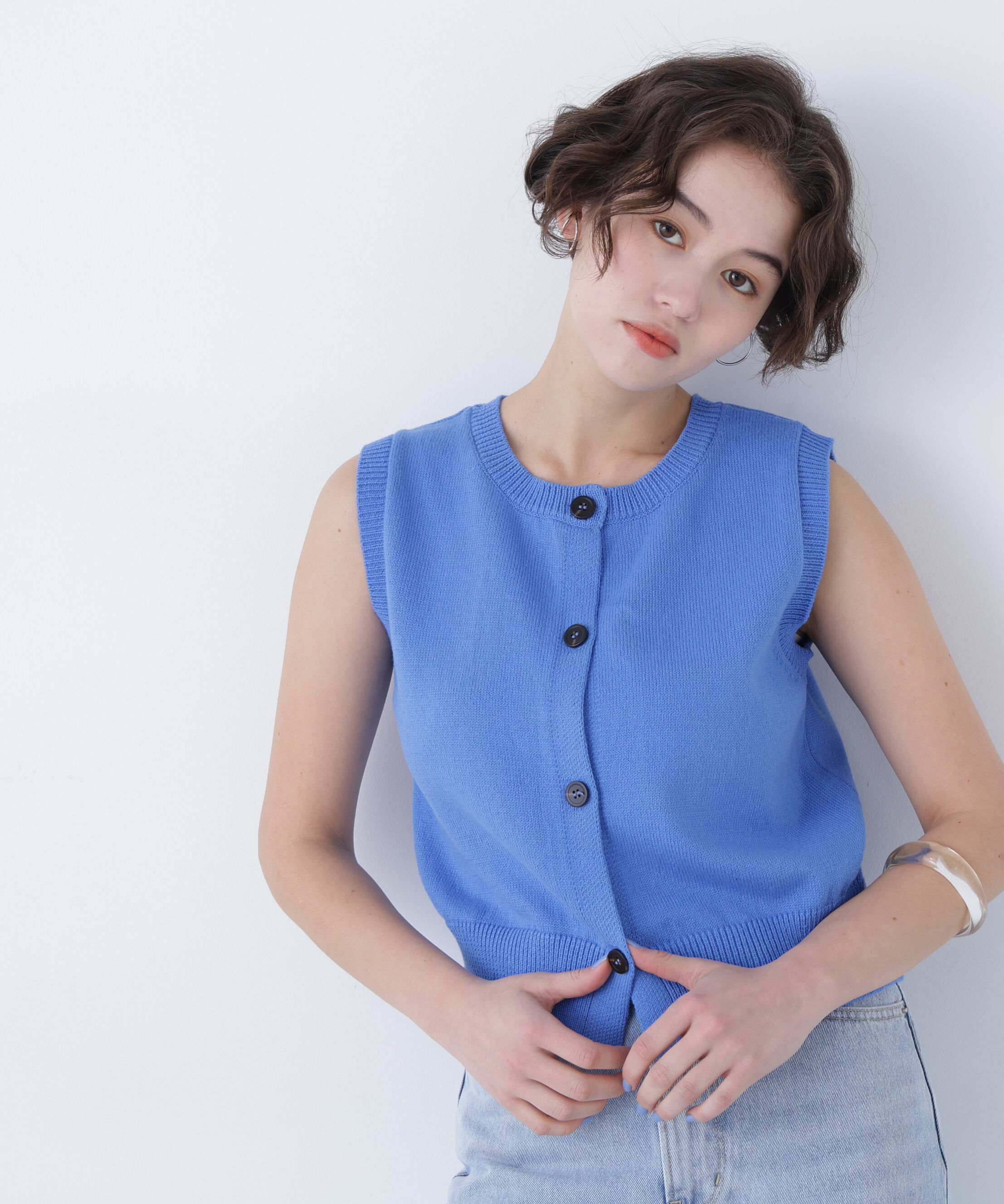  「〈N.〉コンパクトニットベスト」|ニット・セーター|ブルー