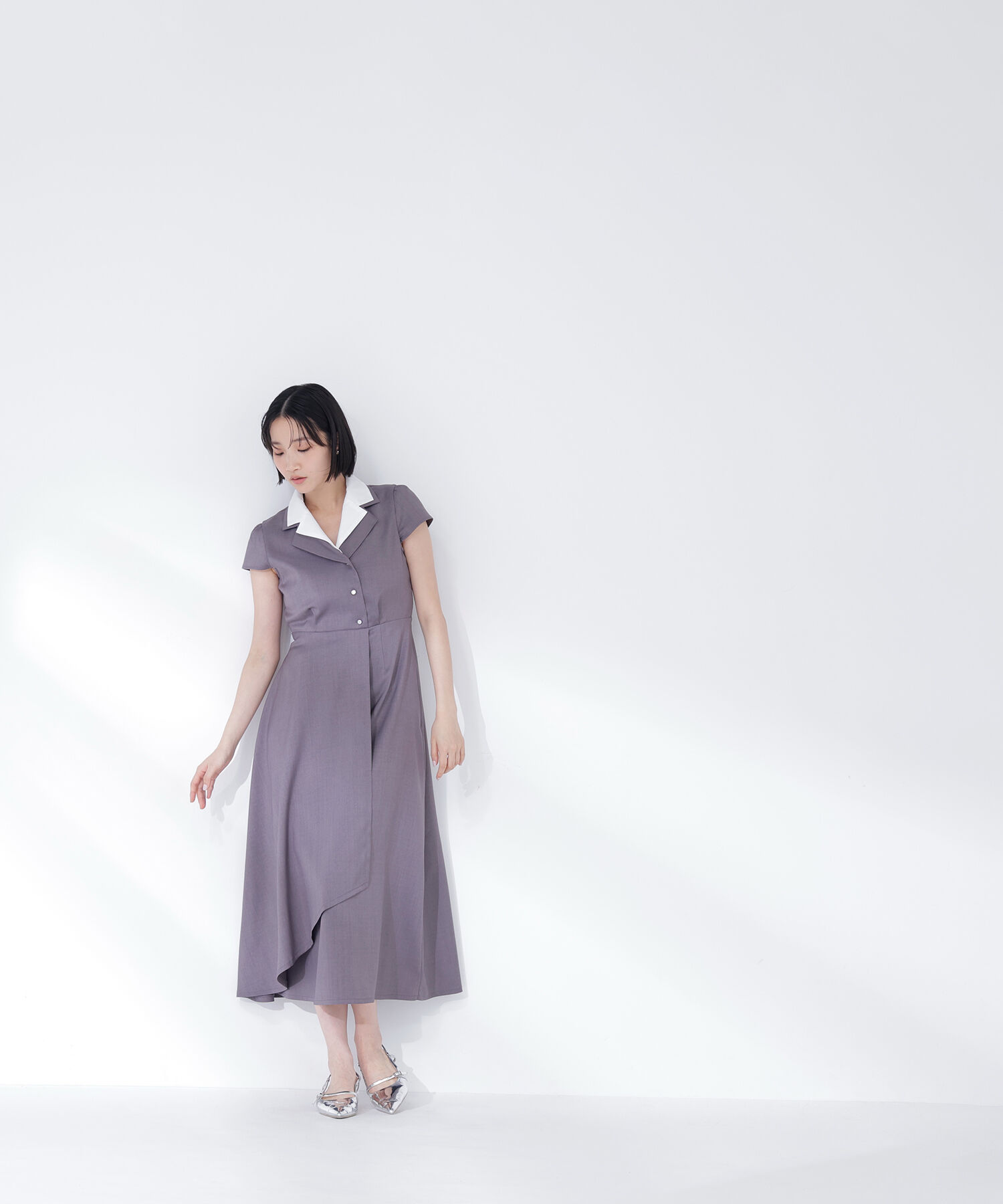  「ダブルカラー開襟ワンピース」|ワンピース|