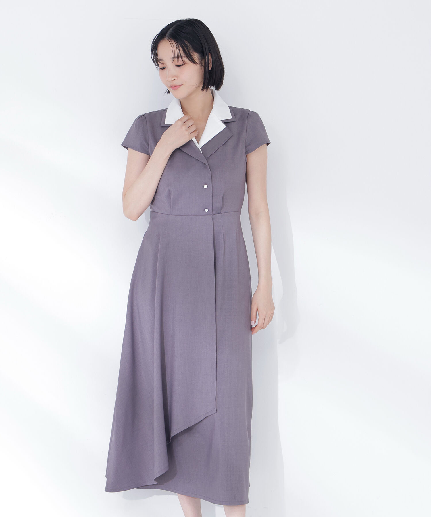  「ダブルカラー開襟ワンピース」|ワンピース|