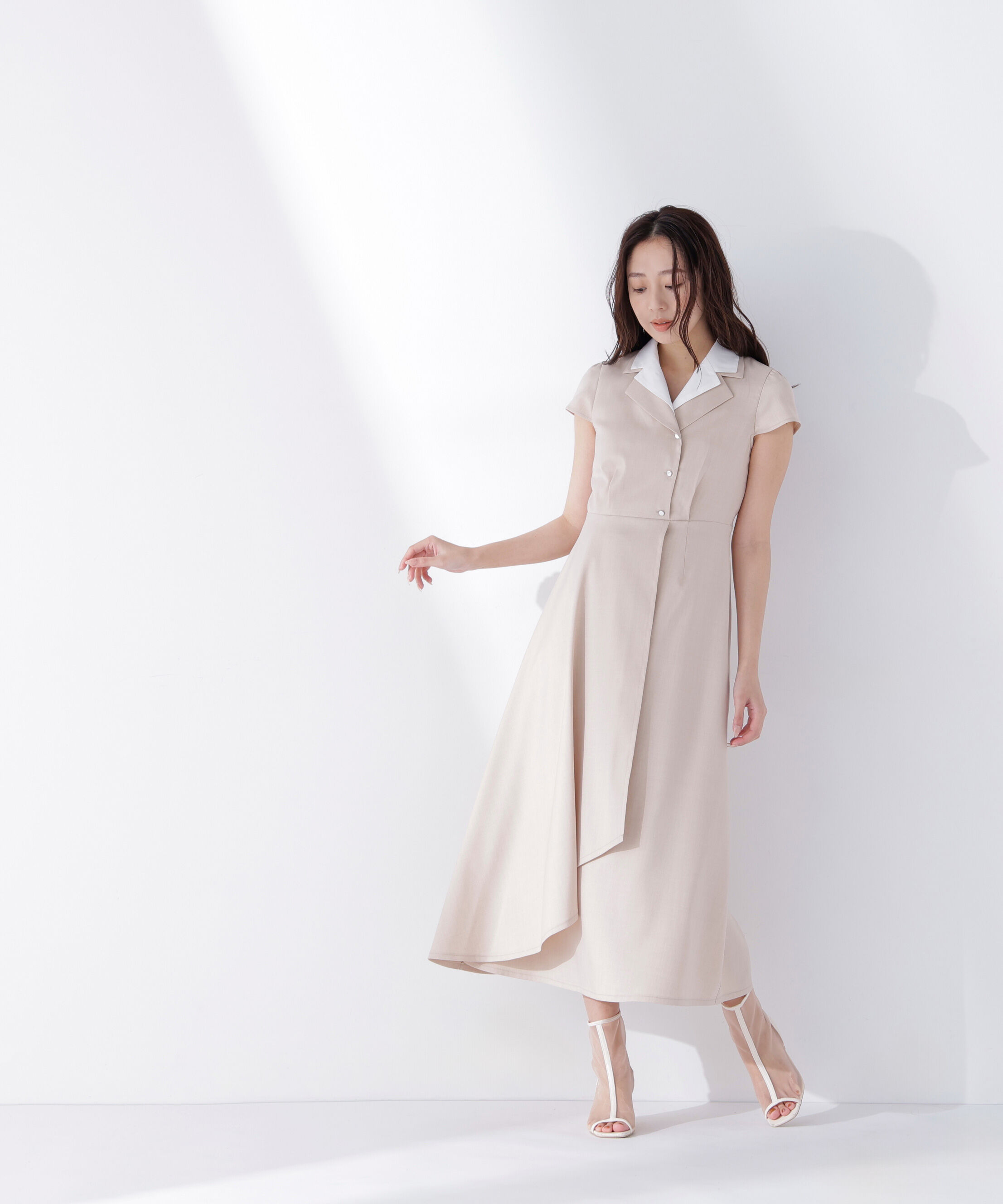  「ダブルカラー開襟ワンピース」|ワンピース|