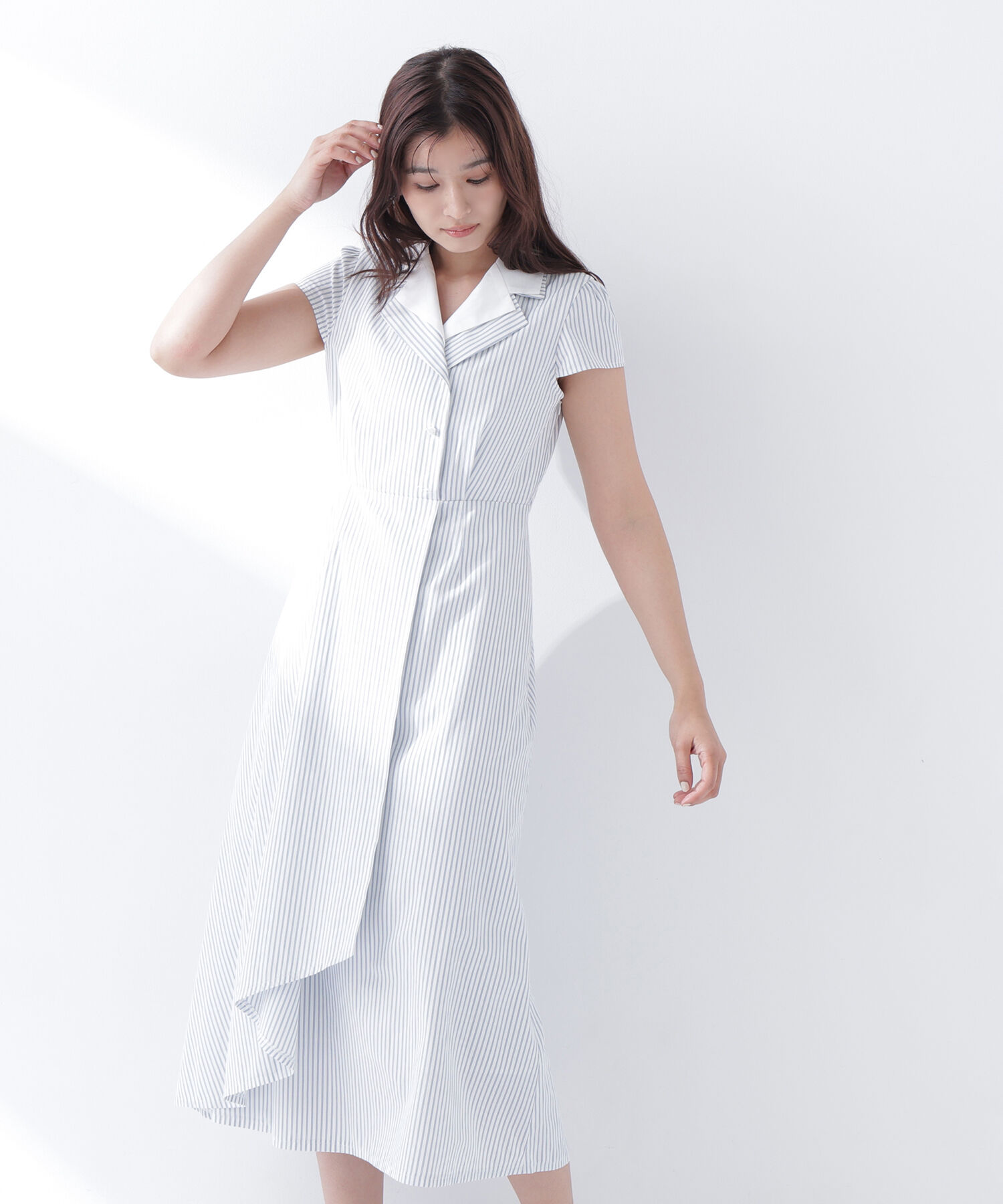  「ダブルカラー開襟ワンピース」|ワンピース|