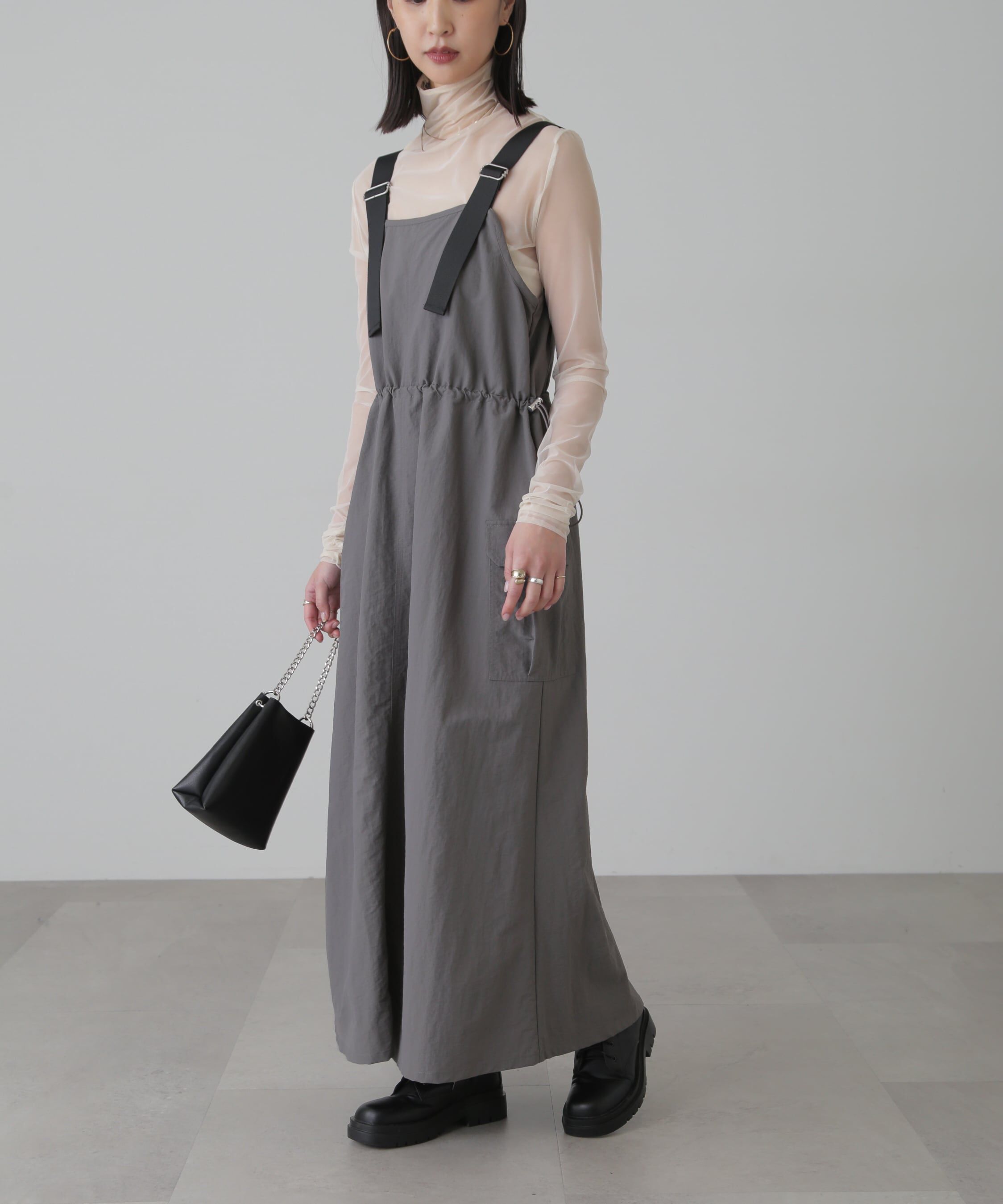  「ウエストドロストナイロンジャンパースカート」|ワンピース|