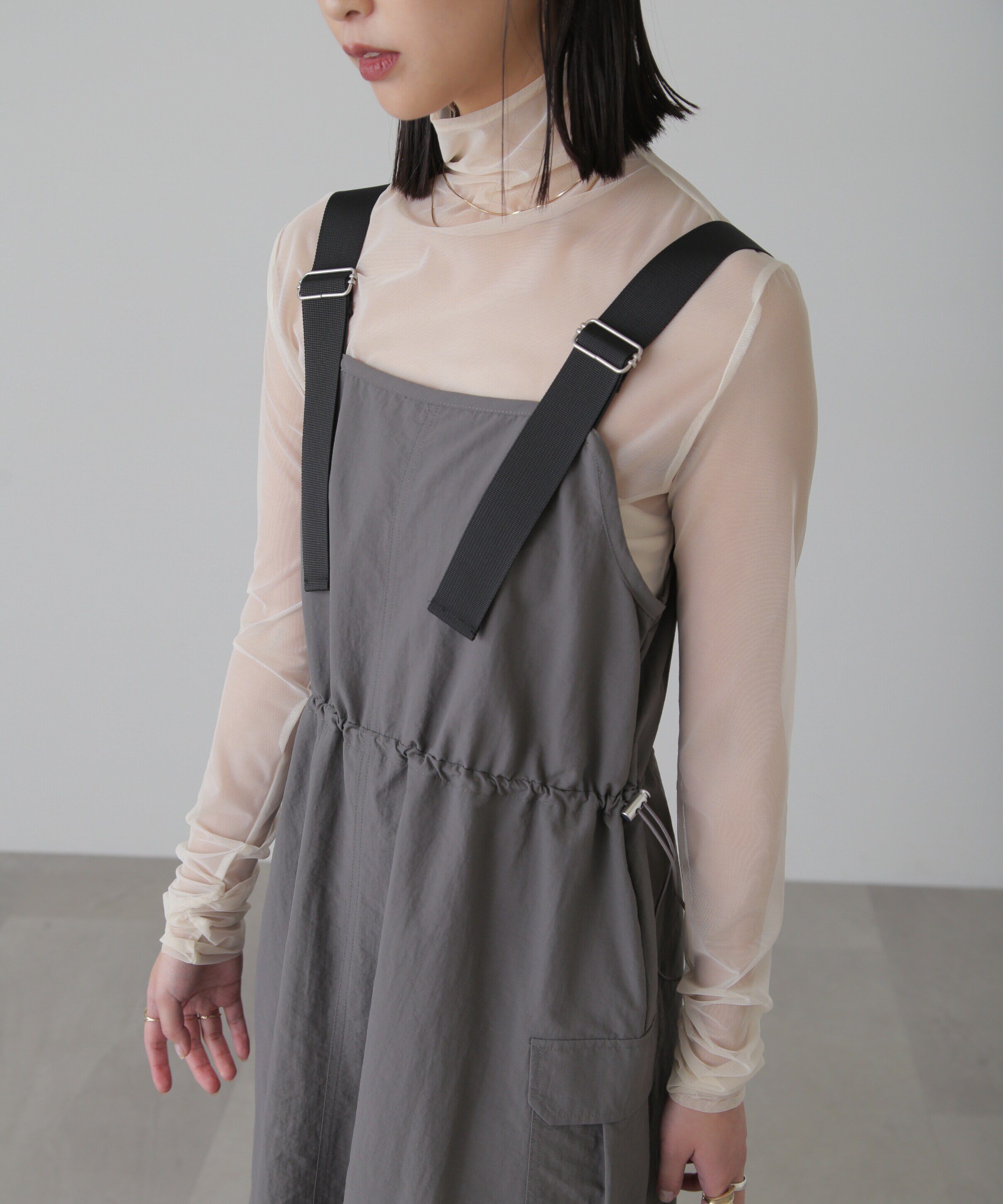  「ウエストドロストナイロンジャンパースカート」|ワンピース|