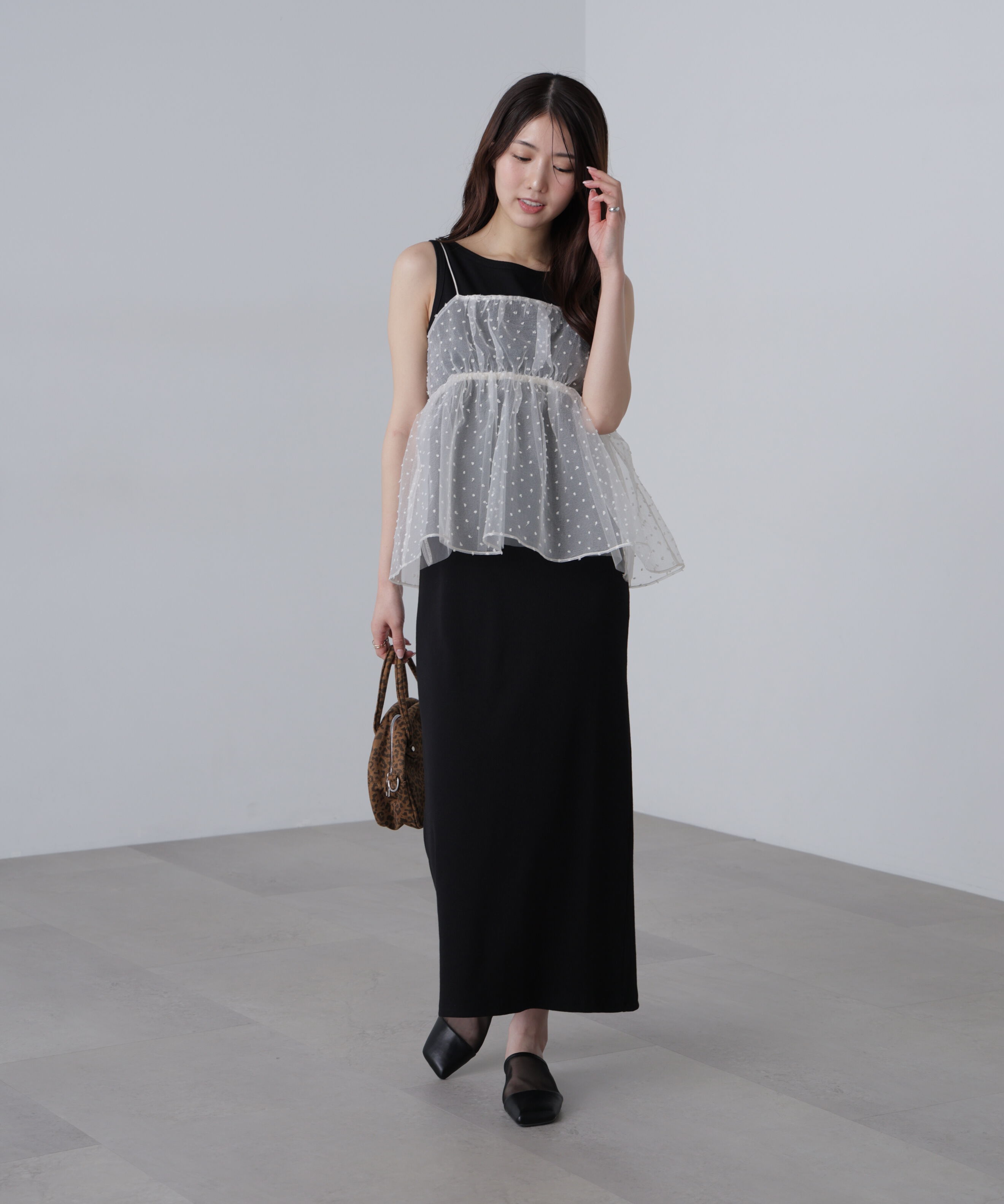  「ボートネックリブタンクトップワンピース」|ワンピース|