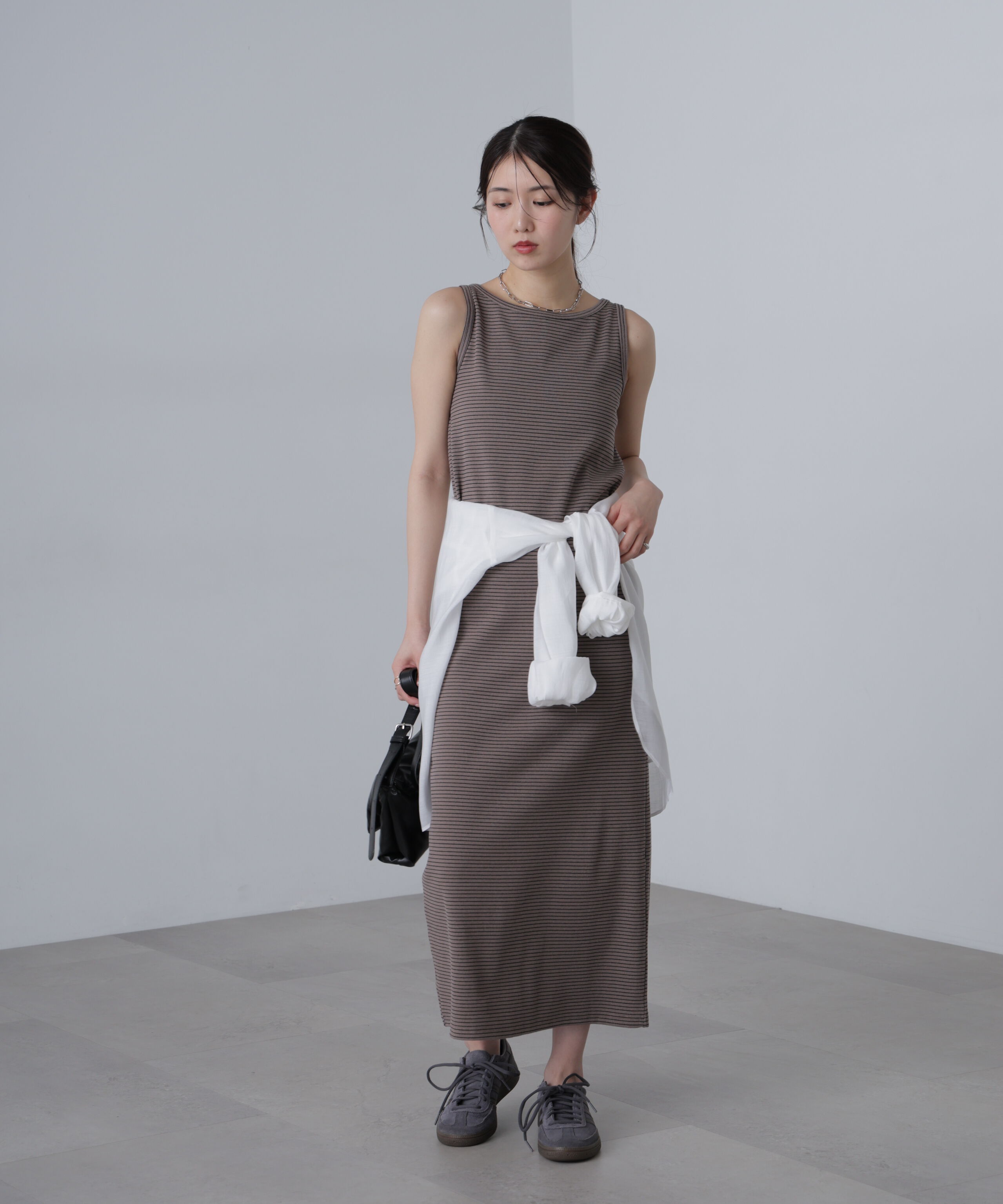  「ボートネックリブタンクトップワンピース」|ワンピース|