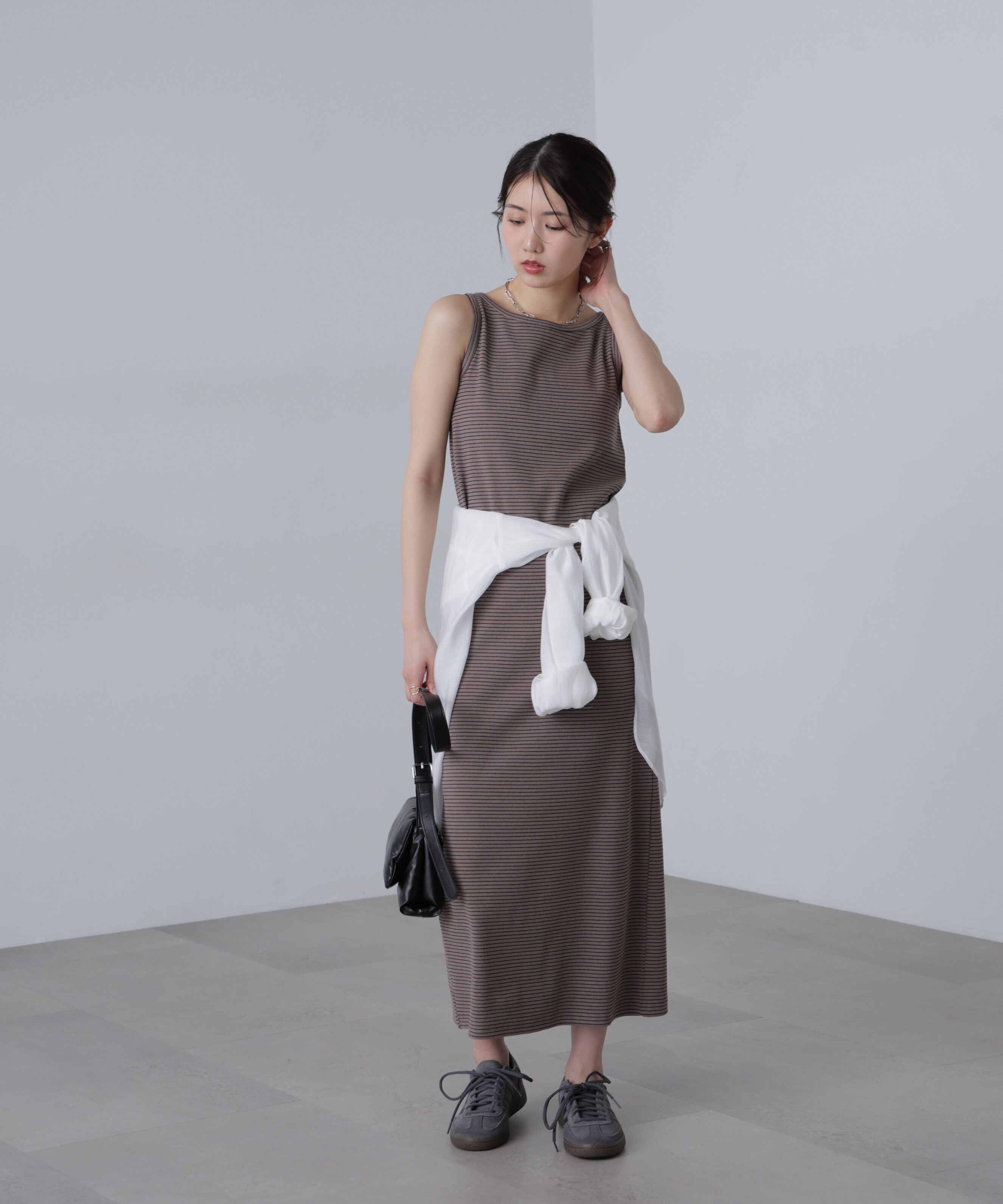  「ボートネックリブタンクトップワンピース」|ワンピース|