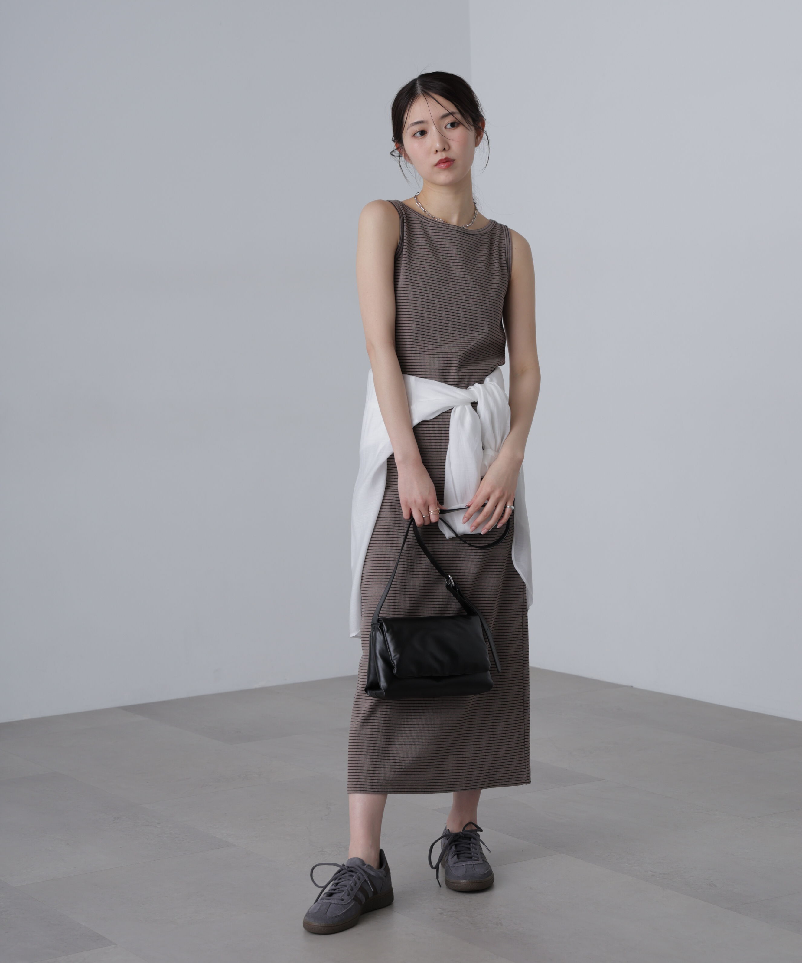  「ボートネックリブタンクトップワンピース」|ワンピース|