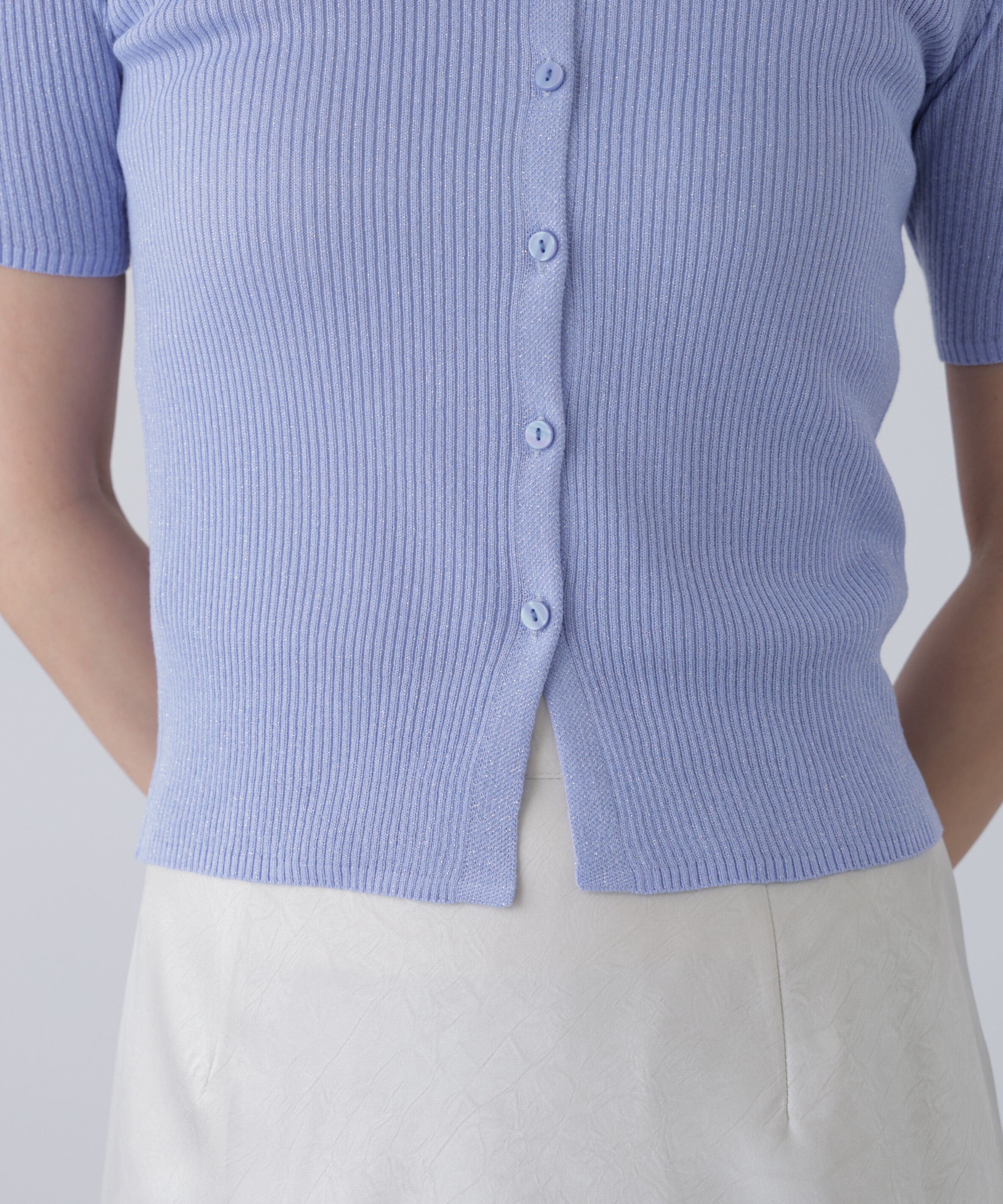  「衿付きラメニットカーディガン」|ニット・セーター|