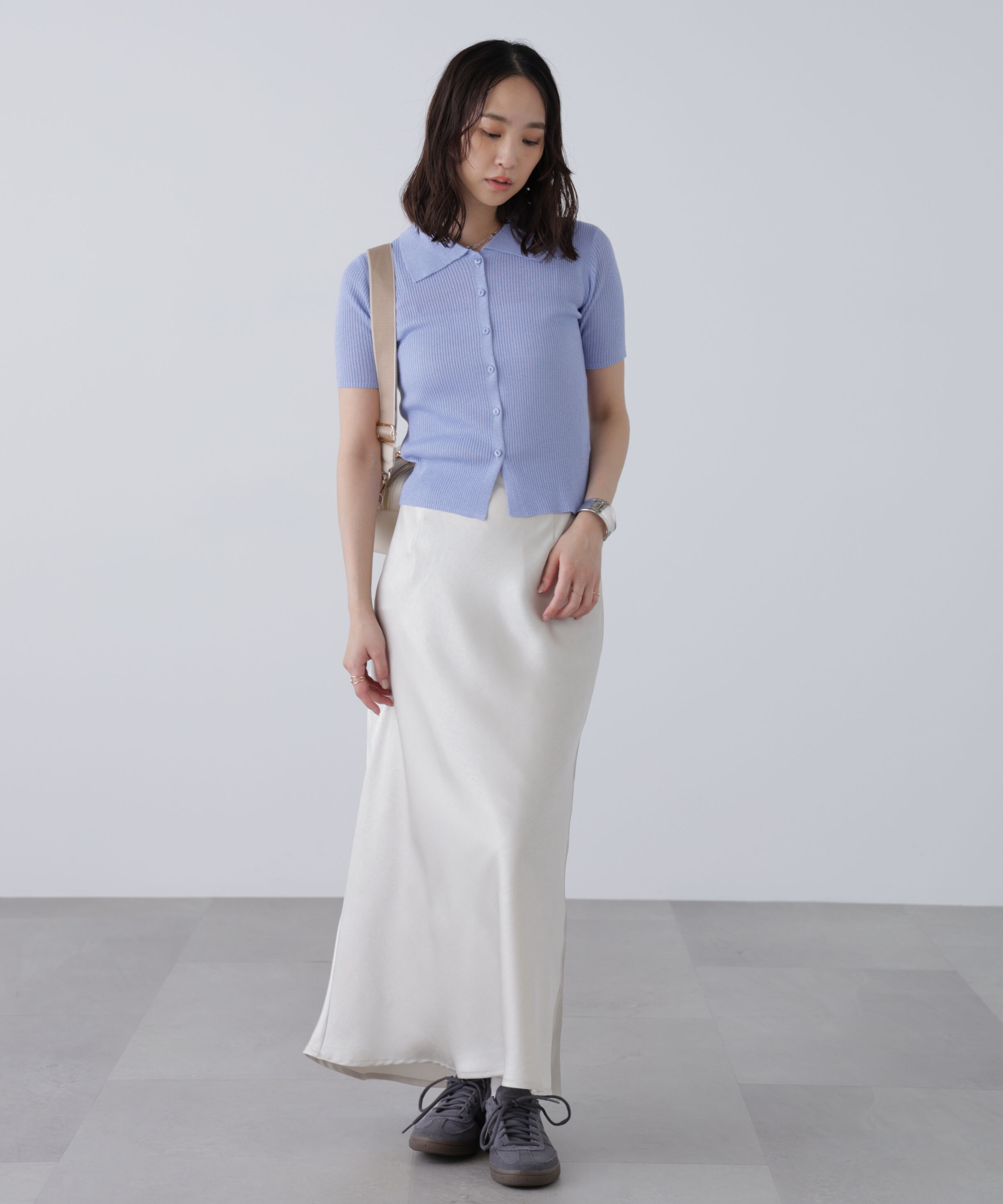  「衿付きラメニットカーディガン」|ニット・セーター|