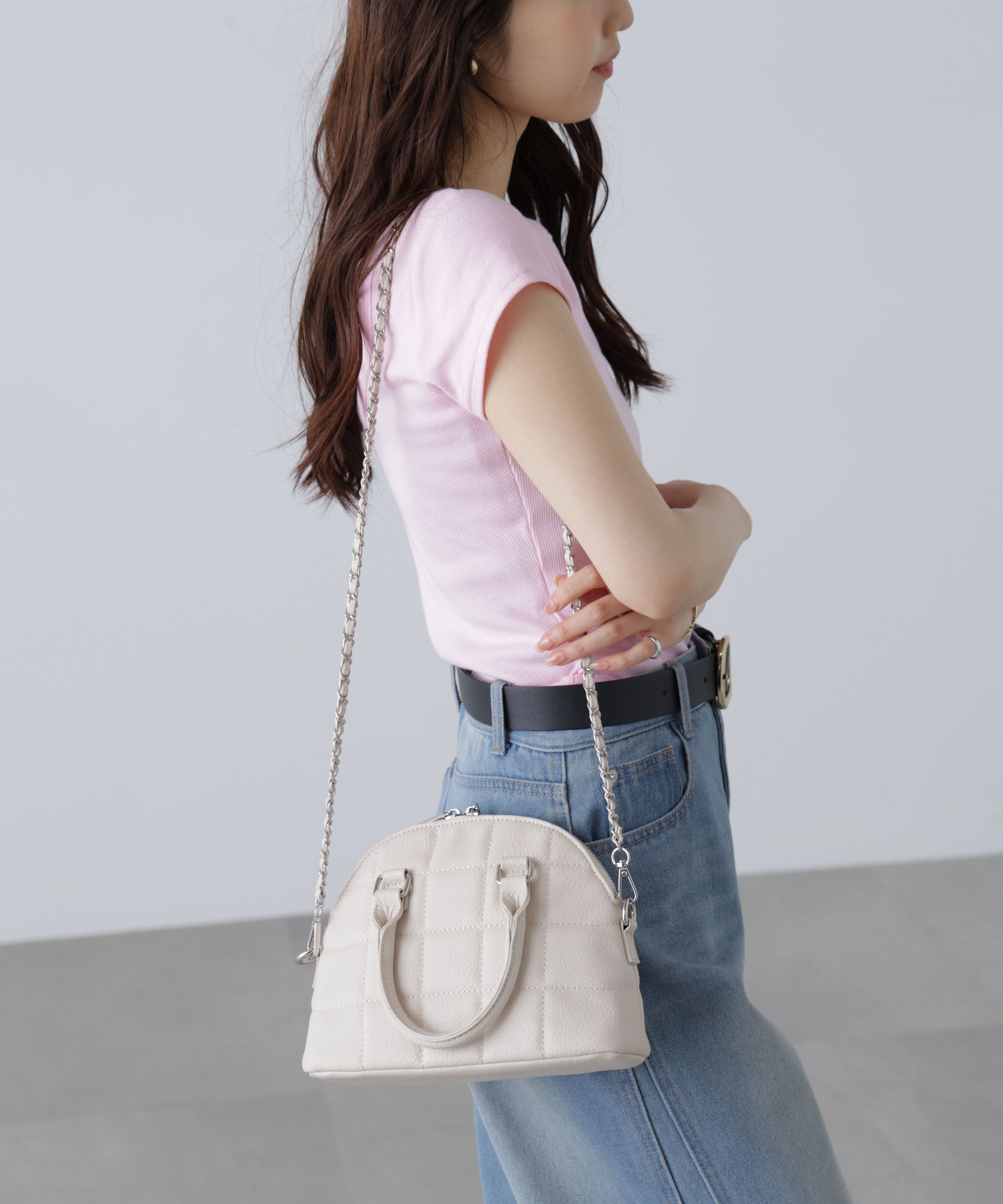  「ハーフムーンショルダーバッグ」|その他|ホワイト