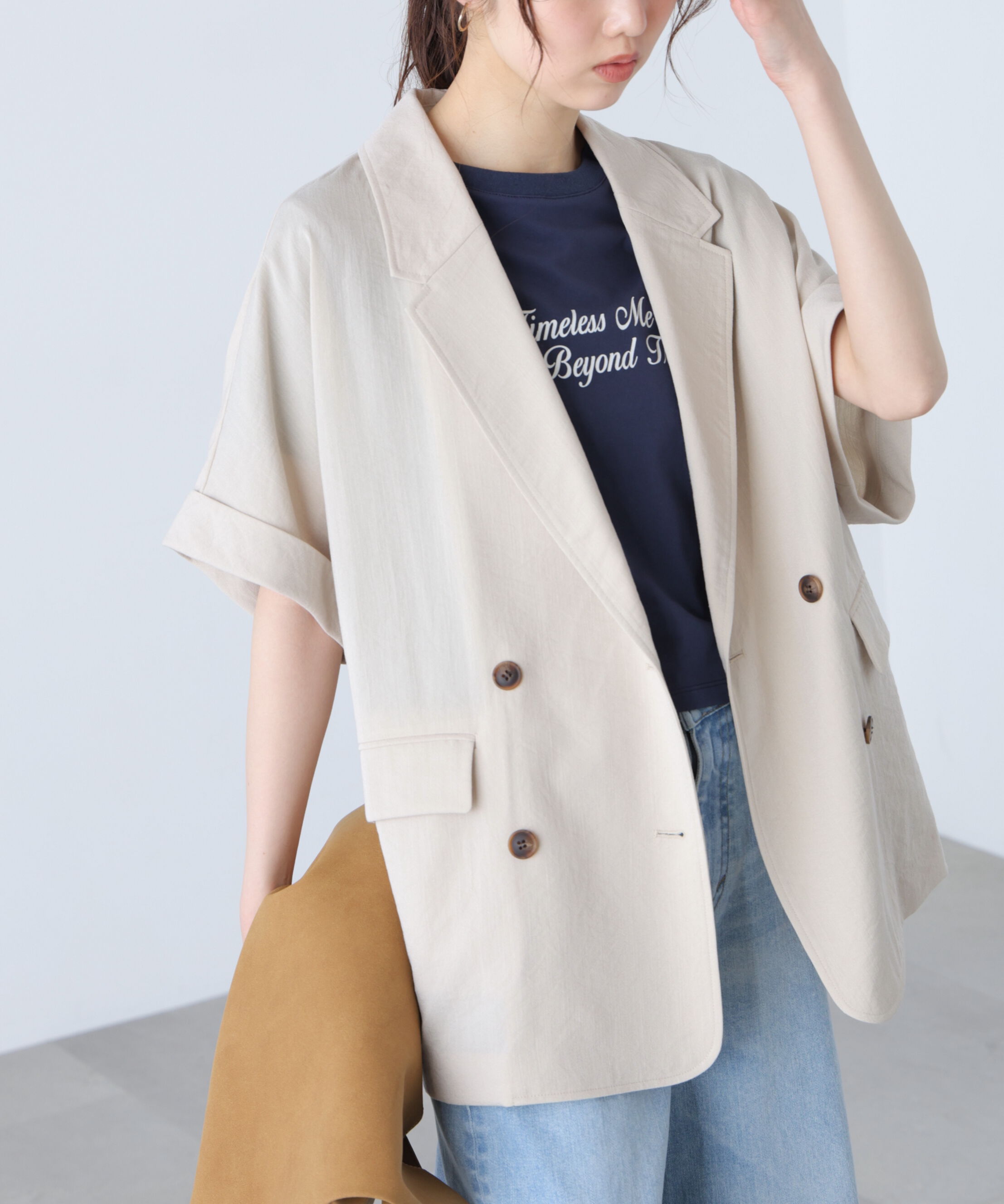 「麻調合繊ハーフスリーブジャケット」|その他|