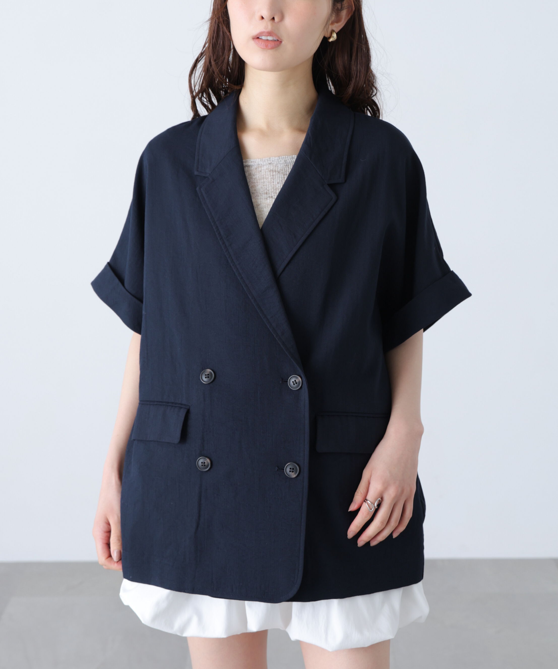 「麻調合繊ハーフスリーブジャケット」|その他|