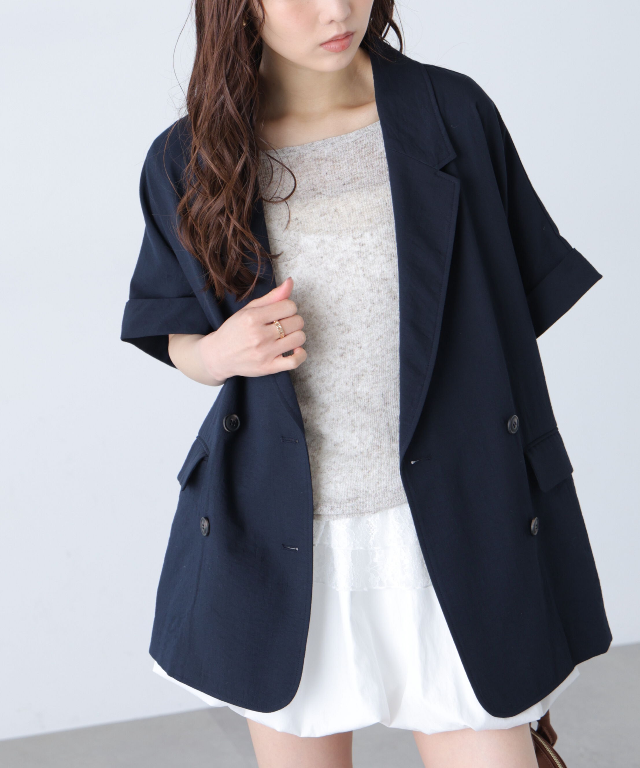  「麻調合繊ハーフスリーブジャケット」|その他|