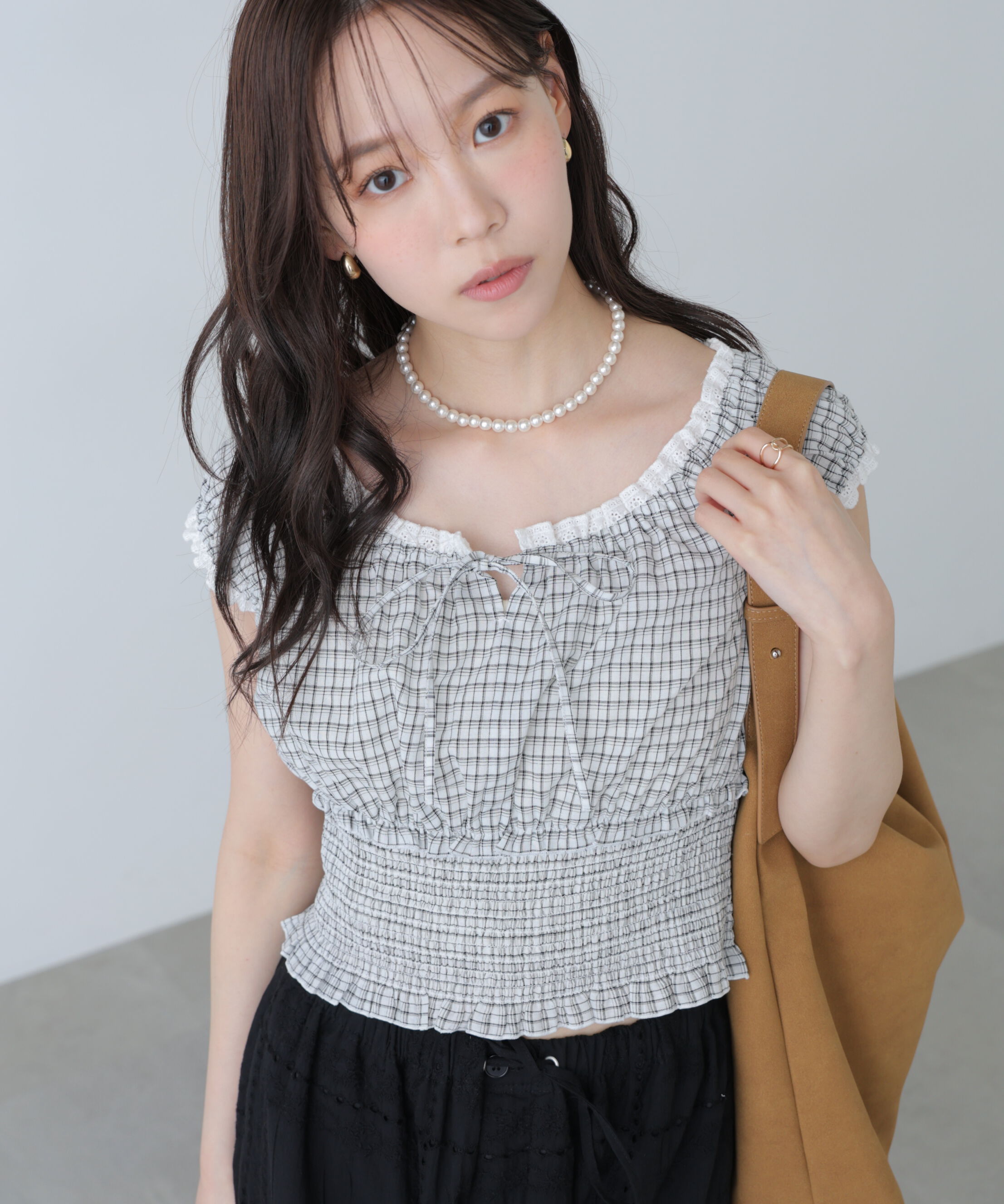  「2wayオフショルチェックブラウス」|シャツ・ブラウス|