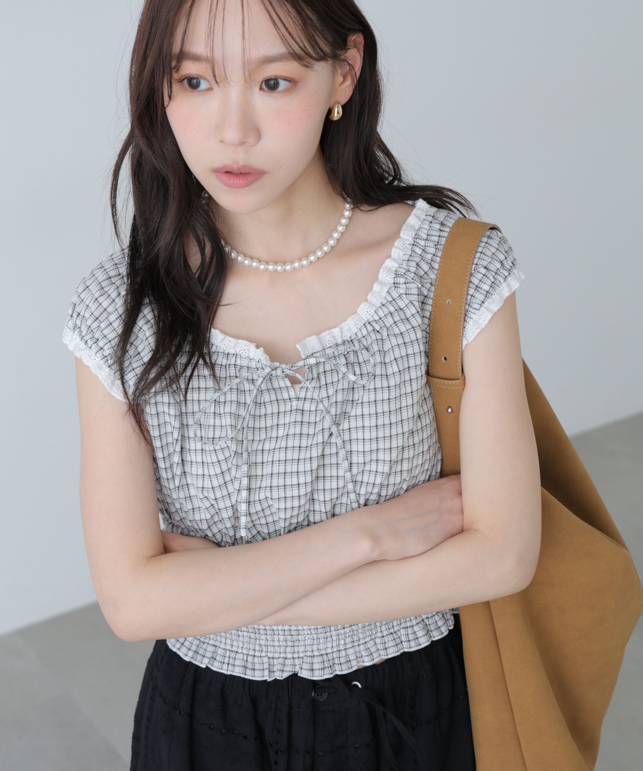  「2wayオフショルチェックブラウス」|シャツ・ブラウス|