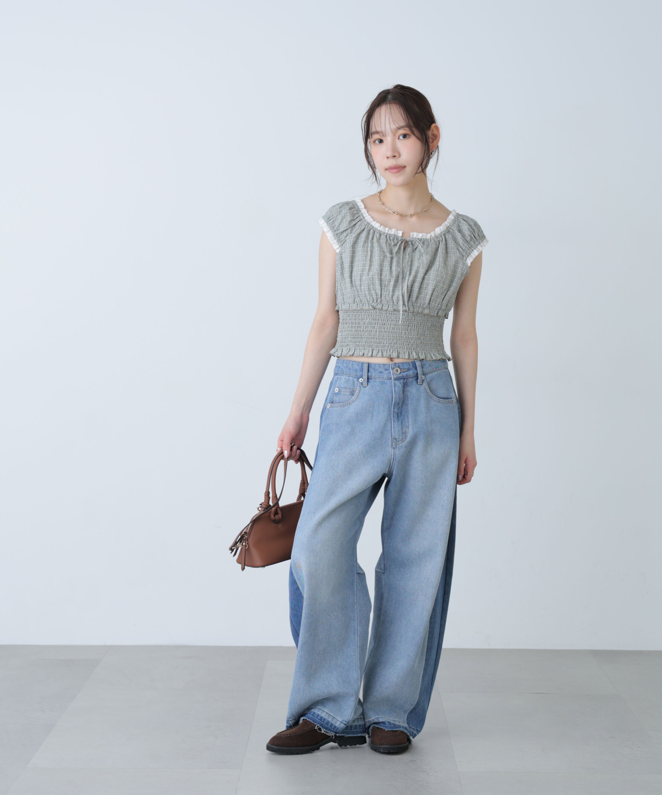  「2wayオフショルチェックブラウス」|シャツ・ブラウス|