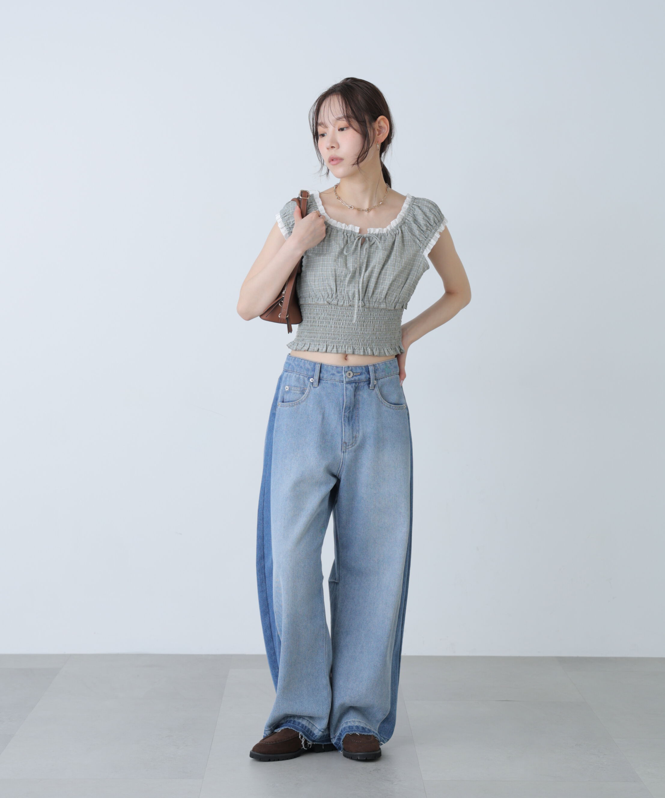  「2wayオフショルチェックブラウス」|シャツ・ブラウス|