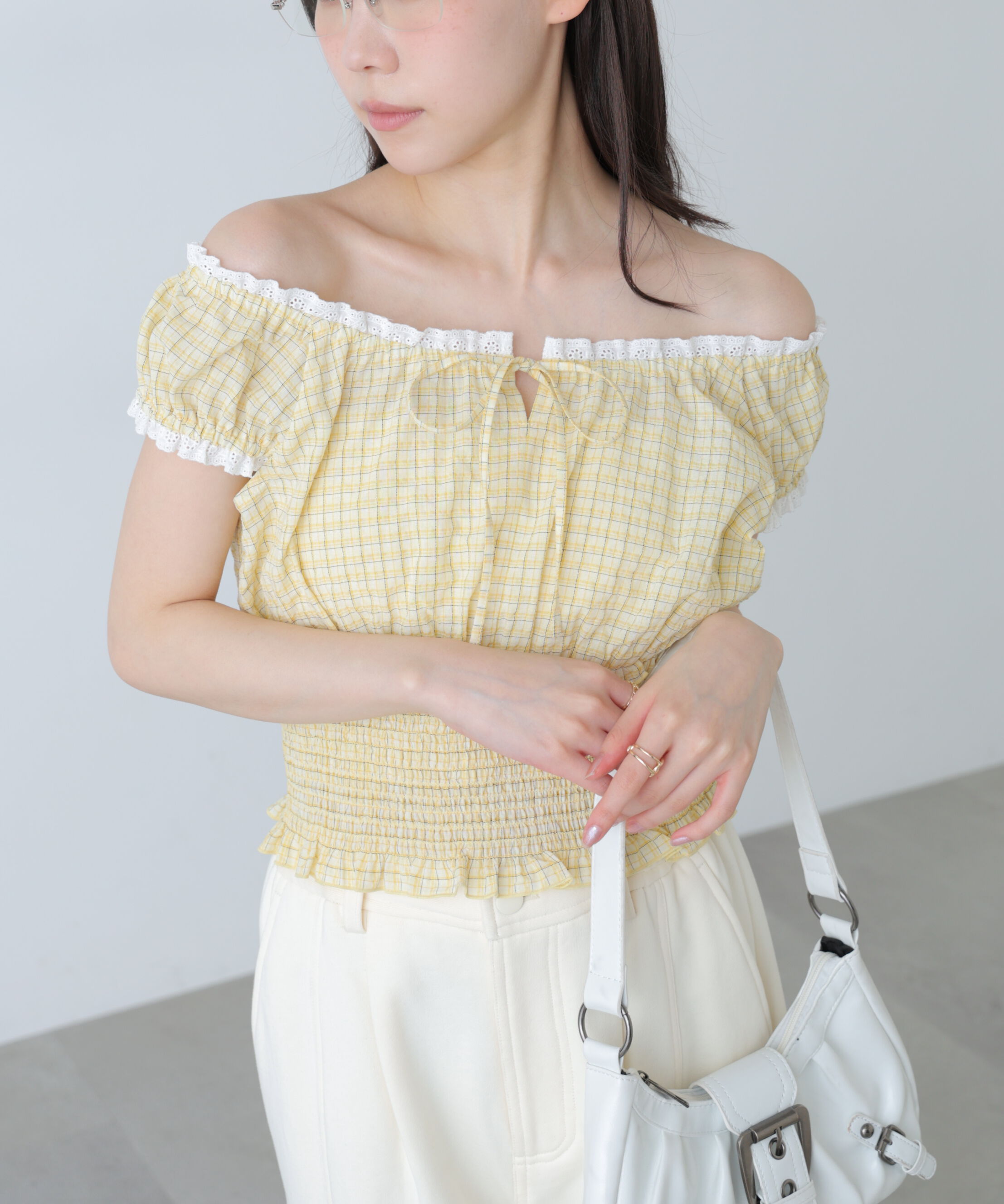  「2wayオフショルチェックブラウス」|シャツ・ブラウス|