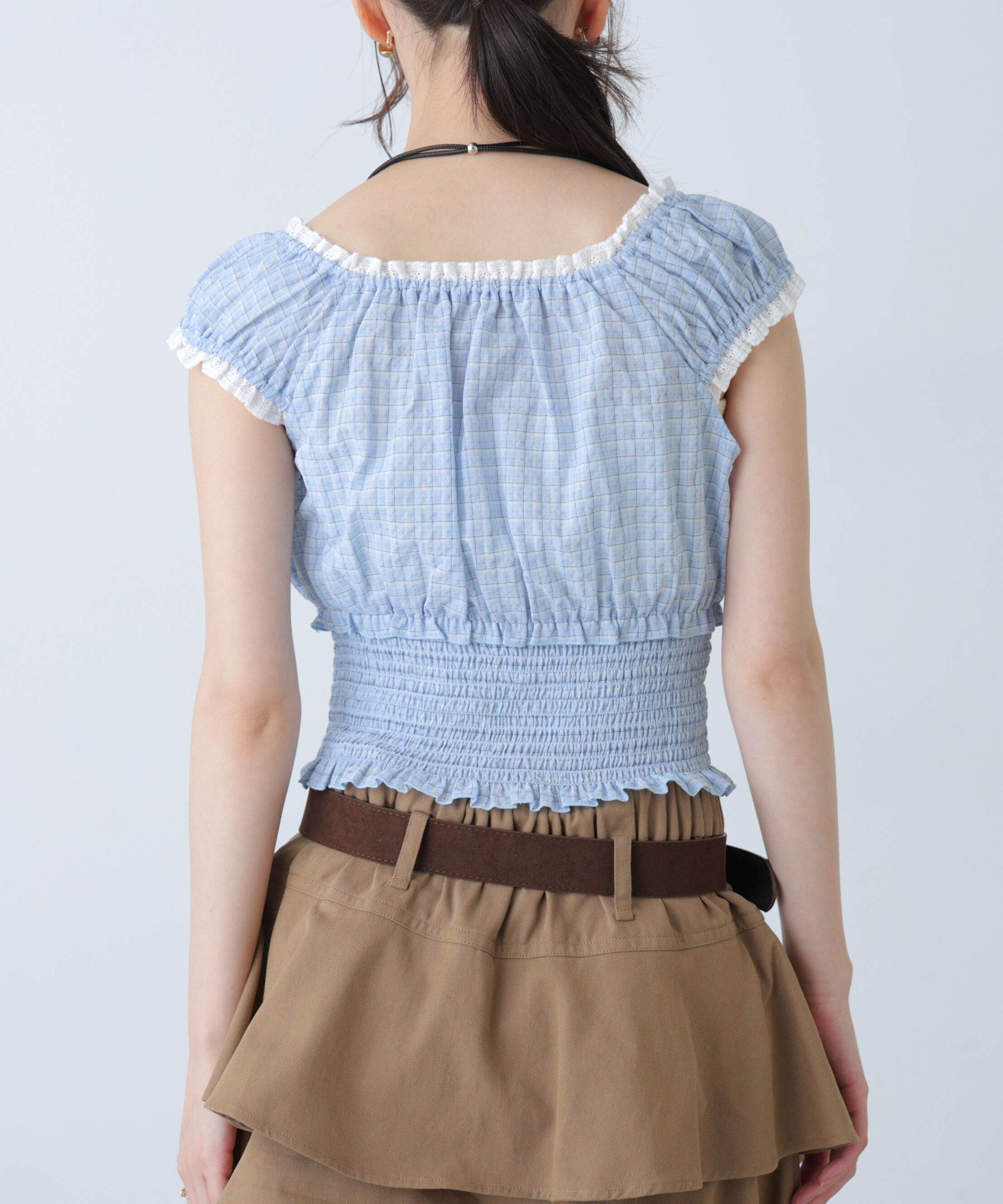  「2wayオフショルチェックブラウス」|シャツ・ブラウス|