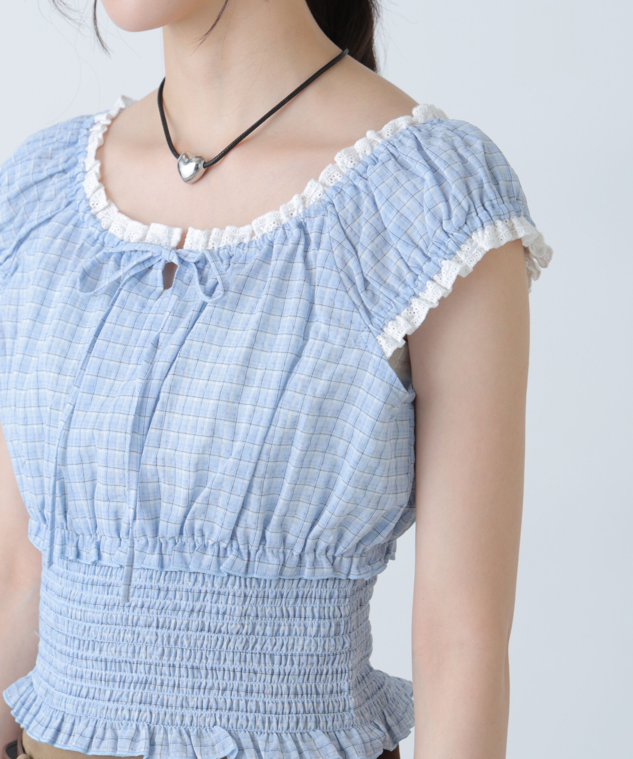  「2wayオフショルチェックブラウス」|シャツ・ブラウス|