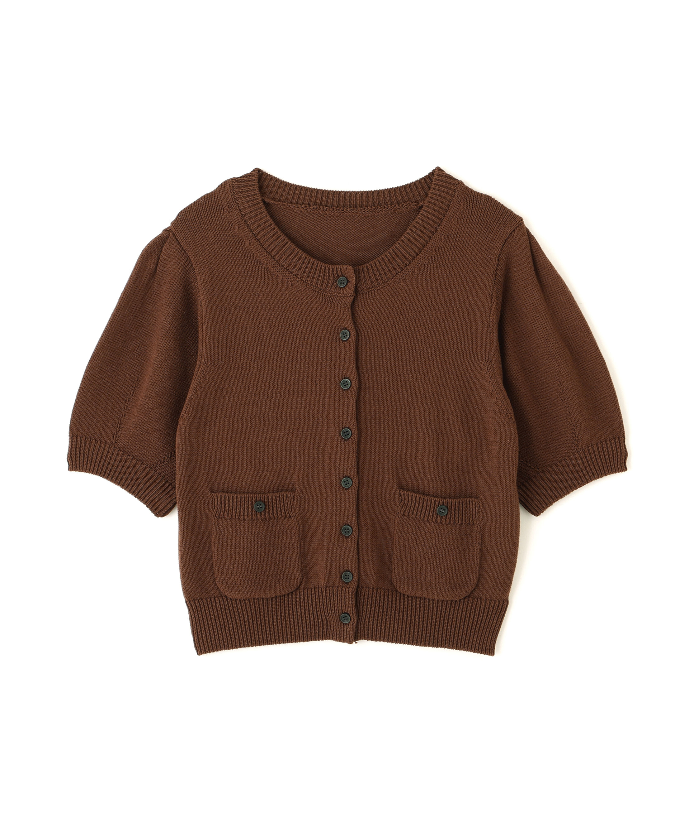  「フロントポケット半袖カーディガン」|ニット・セーター|